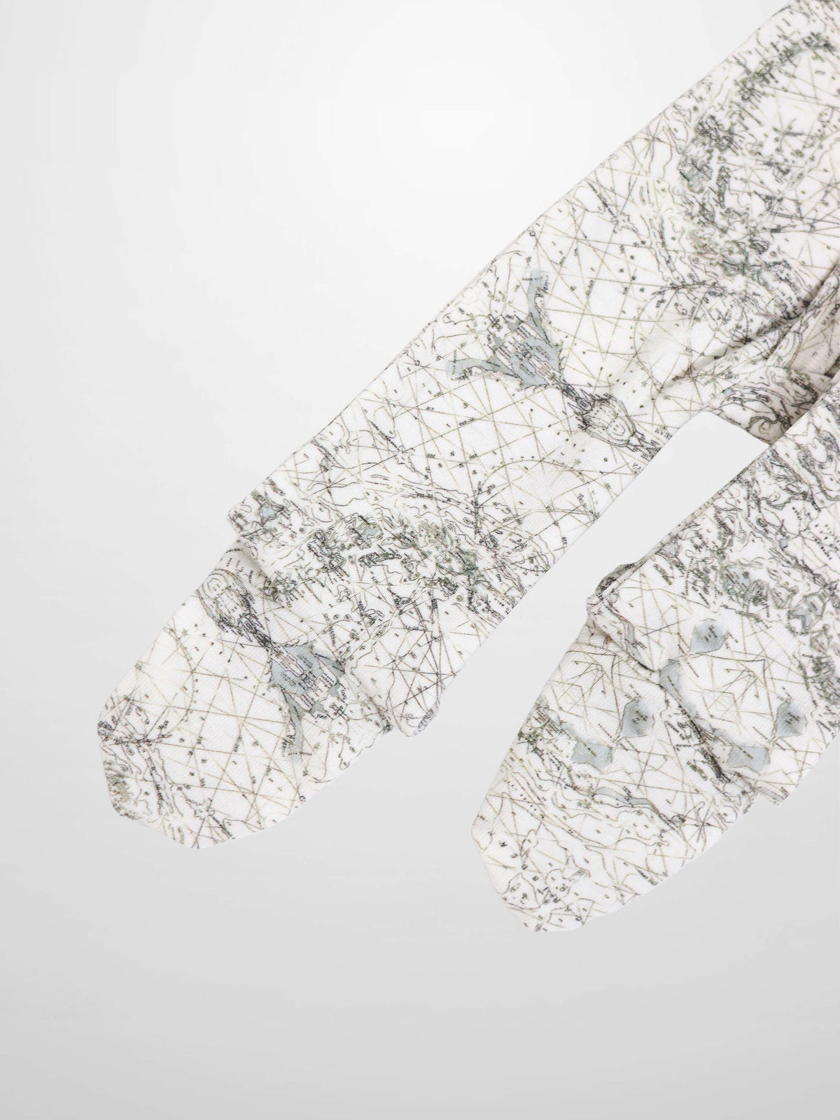 Map Stretchy, boys stretchies by Adee in a finely sketched sage green map print