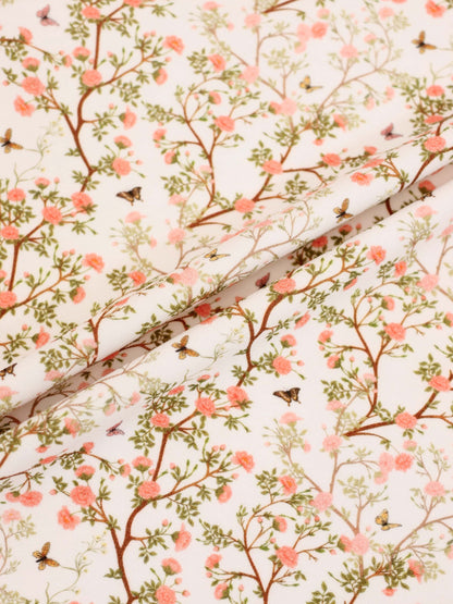Spring Floral Short Sleeve T-Shirt by Adee for girls, pink flowers with green leaves on white background