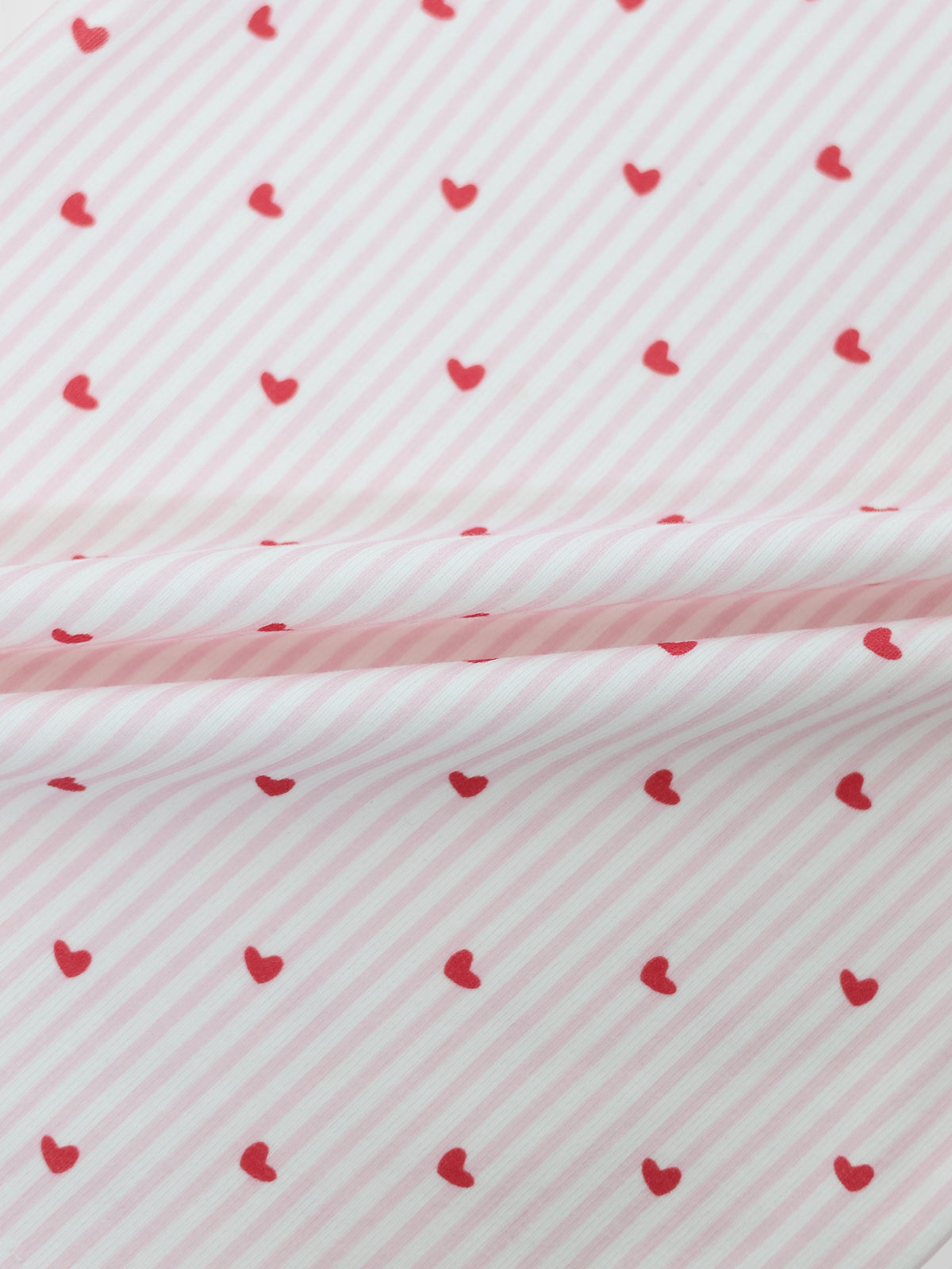 Pink Heart Nightgown for girls by Adee; pink diagonal stripes with red hearts