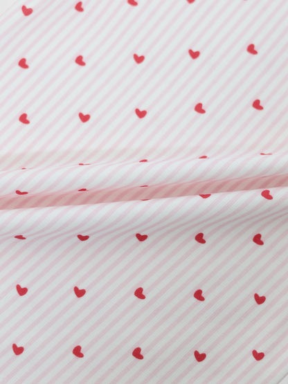Pink Heart Nightgown for girls by Adee; pink diagonal stripes with red hearts