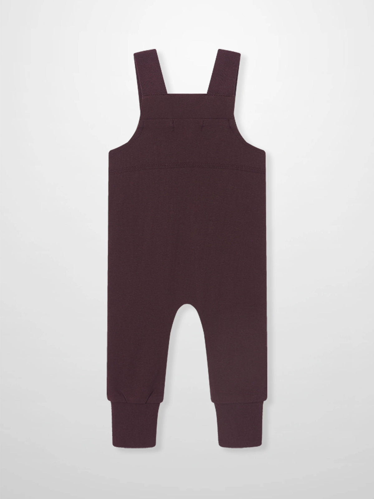 Non Ribbed Burgundy Overalls for unisex by Adee, with wide shoulder straps