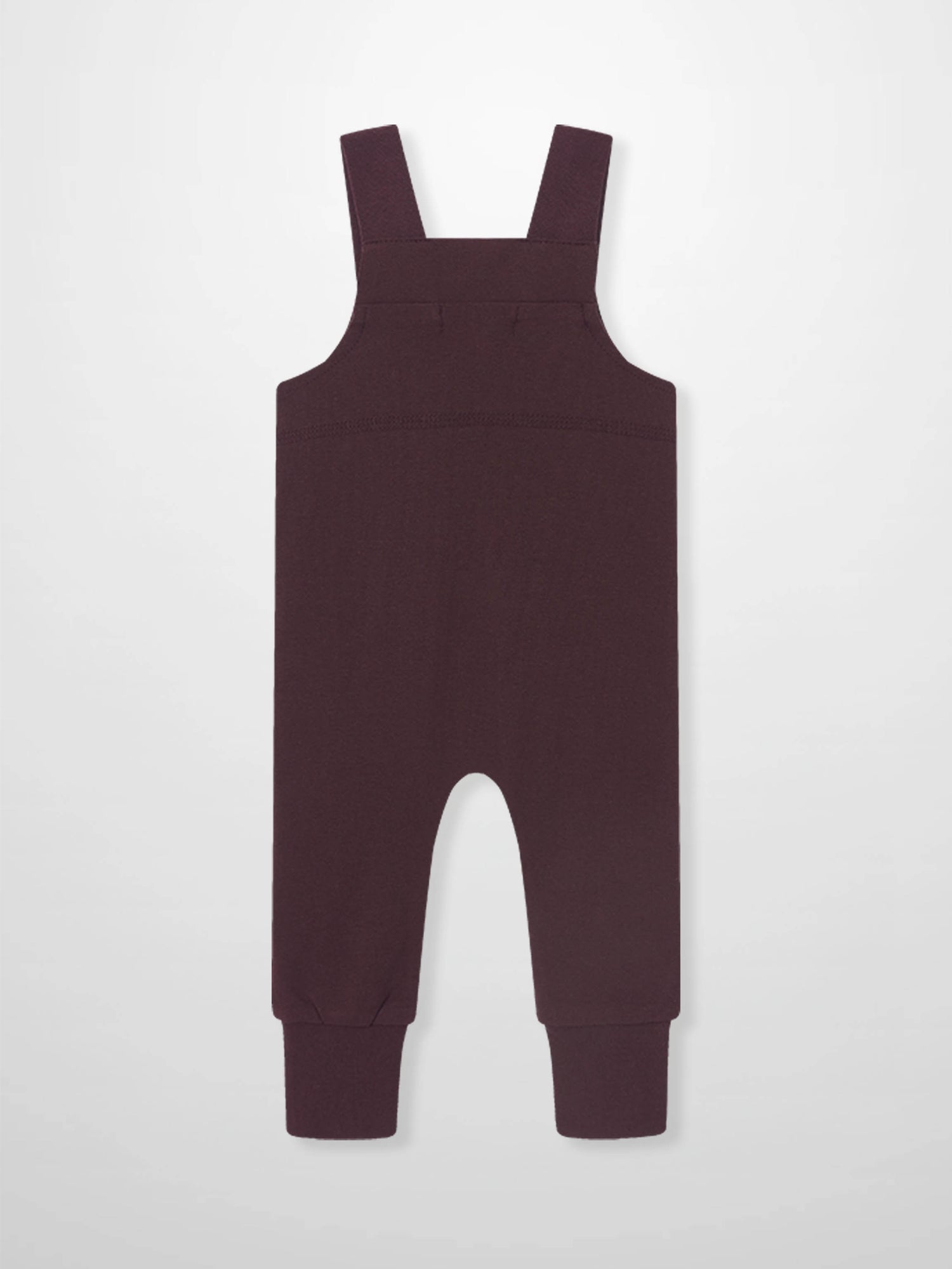 Non Ribbed Burgundy Overalls for unisex by Adee, with wide shoulder straps
