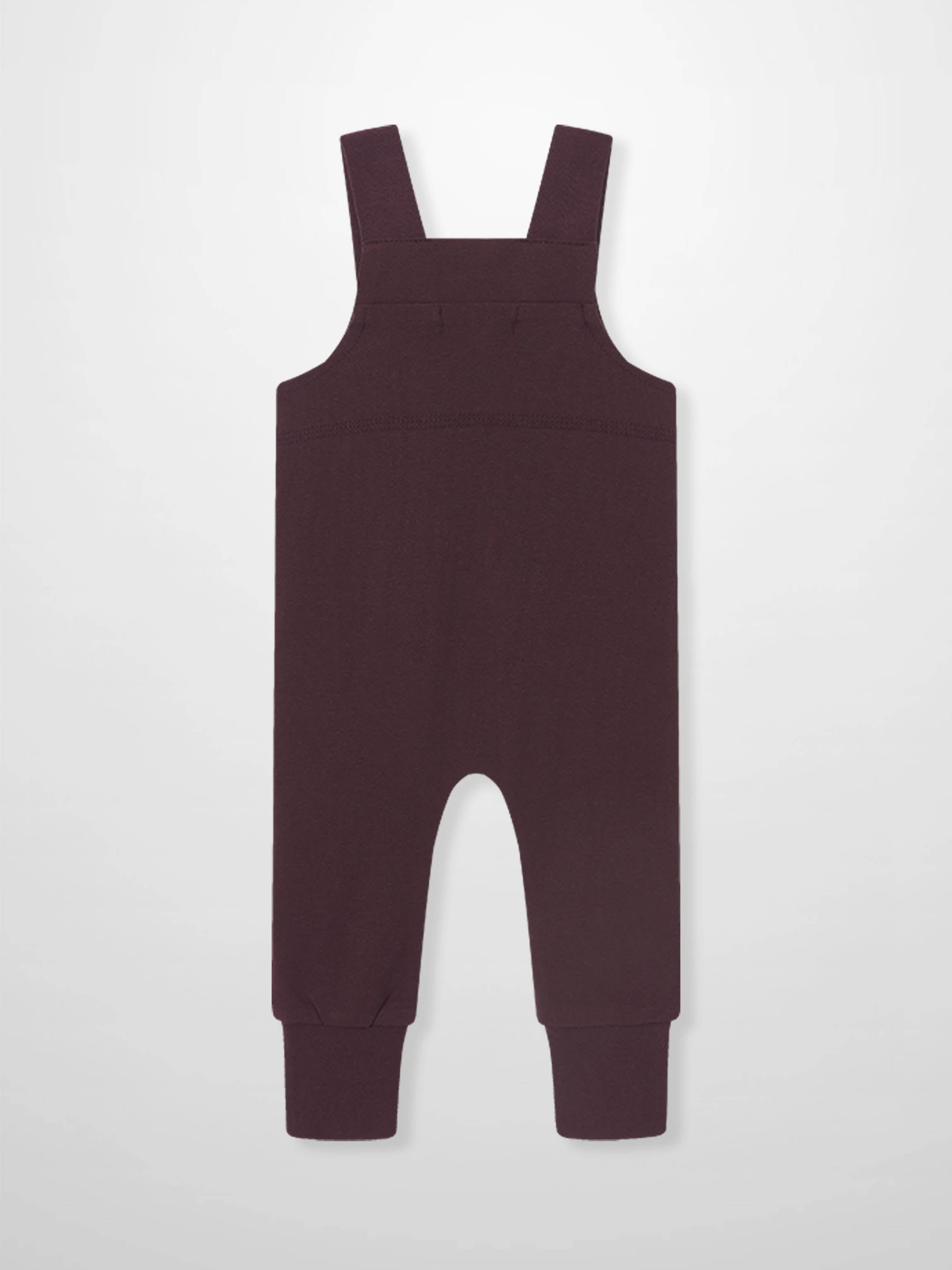 Non Ribbed Burgundy Overalls for unisex by Adee, with wide shoulder straps