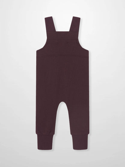 Non Ribbed Burgundy Overalls for unisex by Adee, with wide shoulder straps