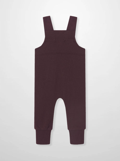 Non Ribbed Burgundy Overalls for unisex by Adee, with wide shoulder straps