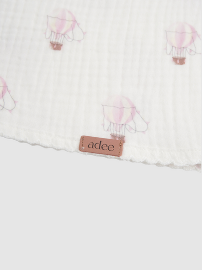 Pink balloon blanket with lace for girls Adee receiving blanket
