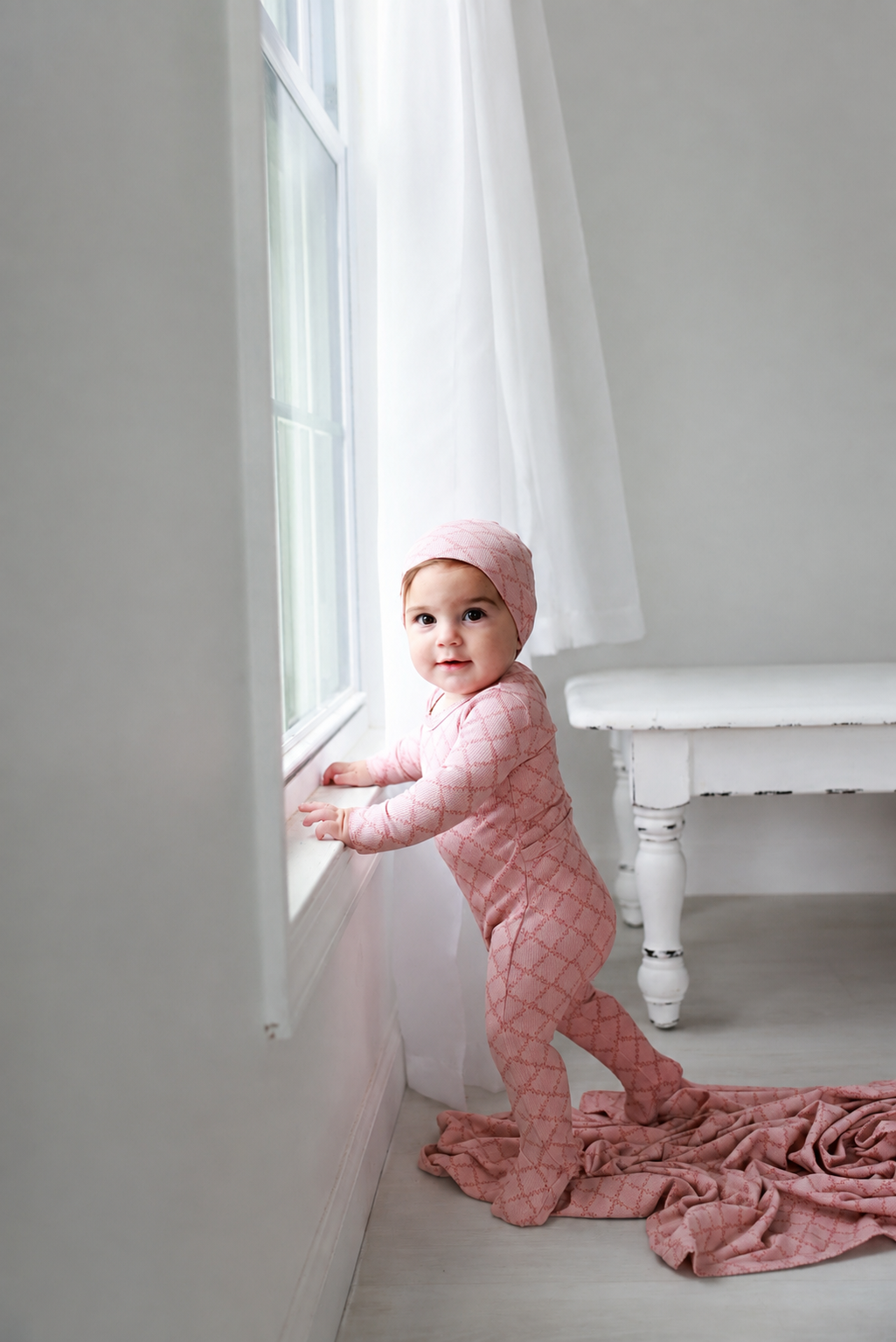 Pink Leaf Stretchy by Adee; pink knit girls&