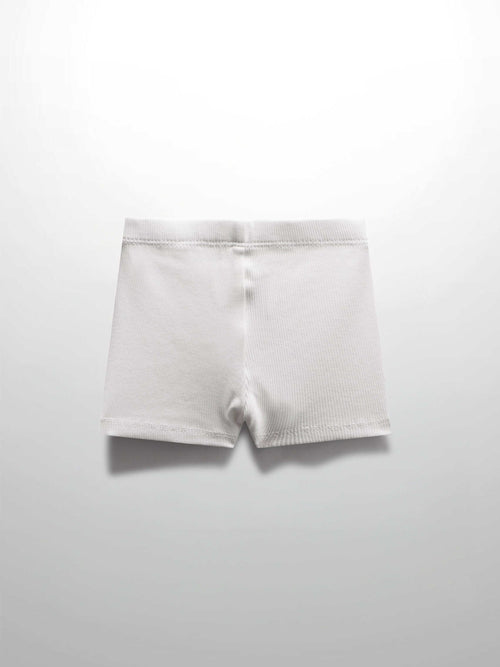 Biker shorts Adee, white thin ribbed fabric, unisex basics