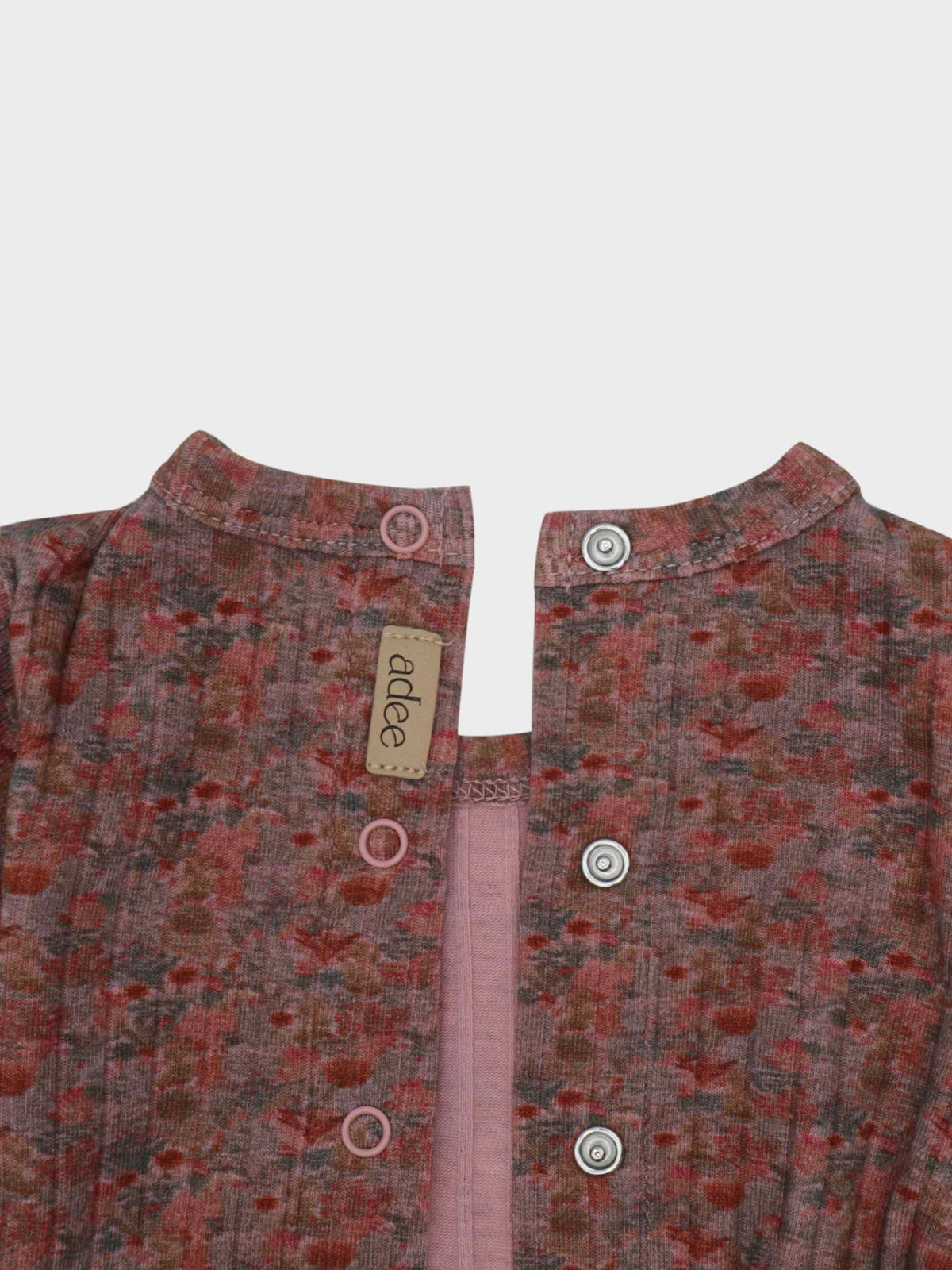 Pink floral baby jumpsuit detail