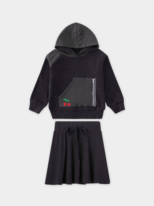 Hoodie sweatshirt and skirt set