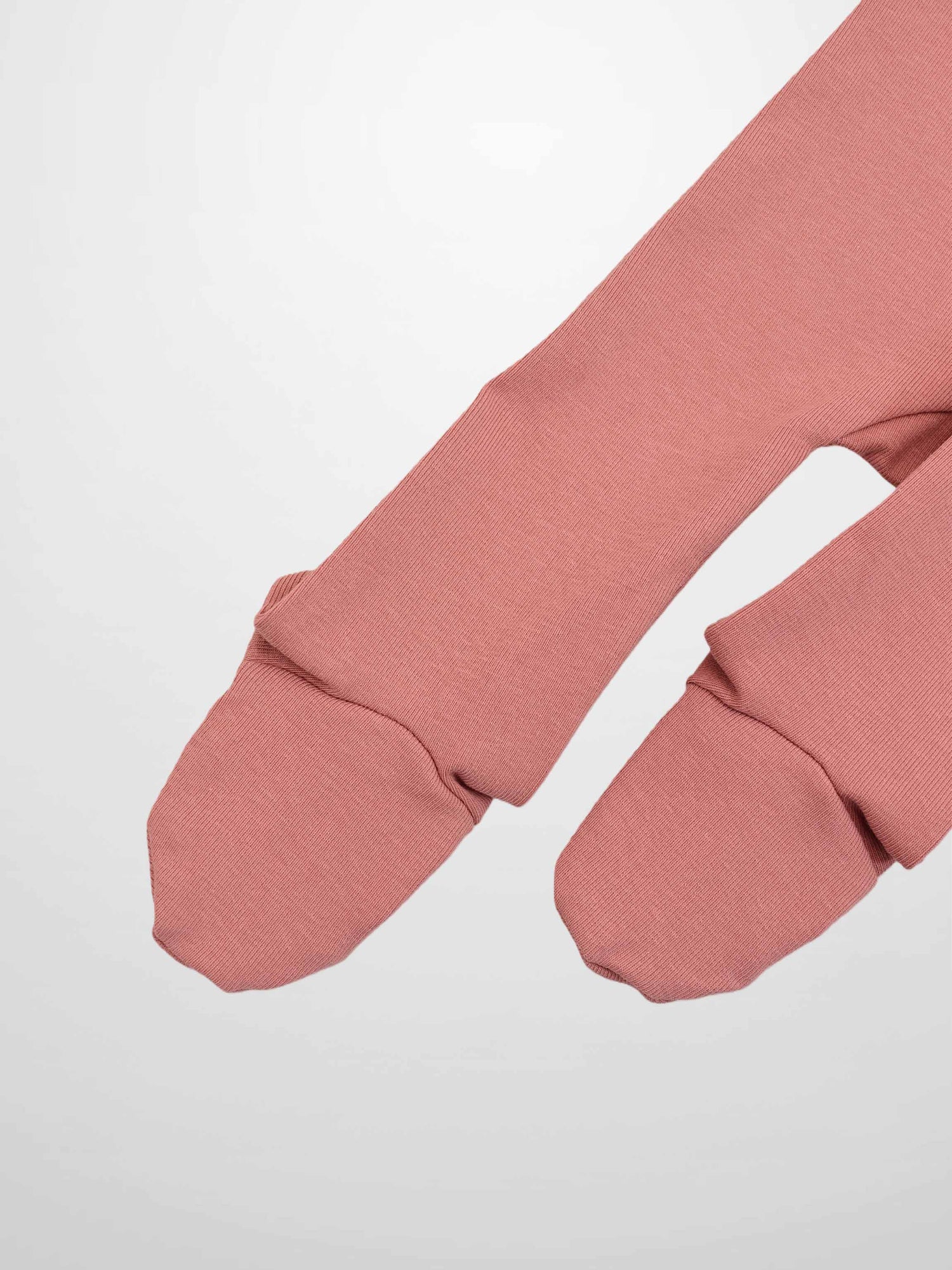 Cherry Frame Stretchy girls jumpsuit sleeves in muted pink ribbed knit fabric