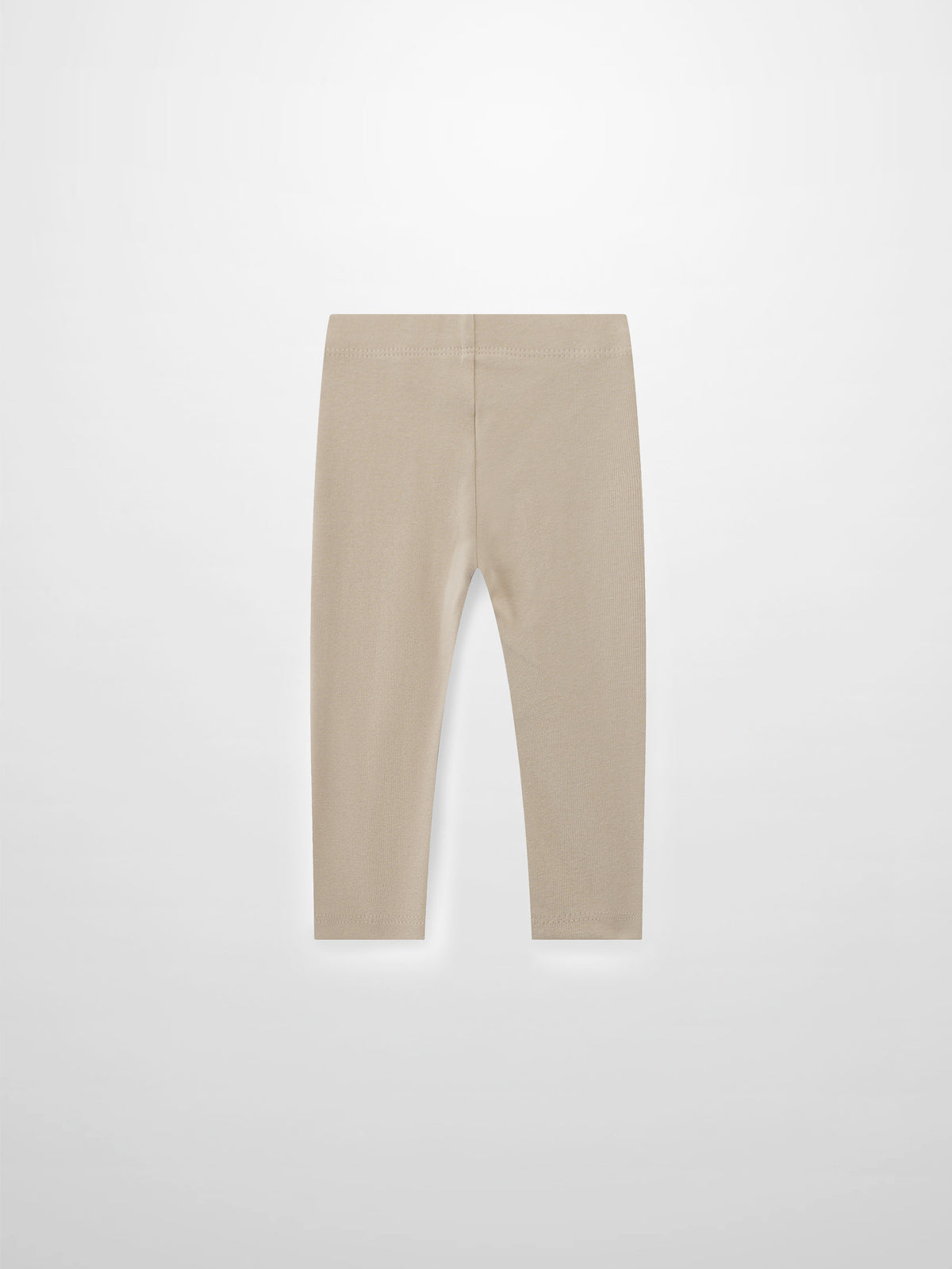 Non ribbed leggings in taupe by Adee, unisex bottoms.