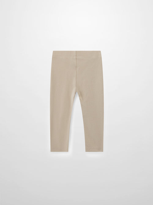 Non ribbed leggings in taupe by Adee, unisex bottoms.