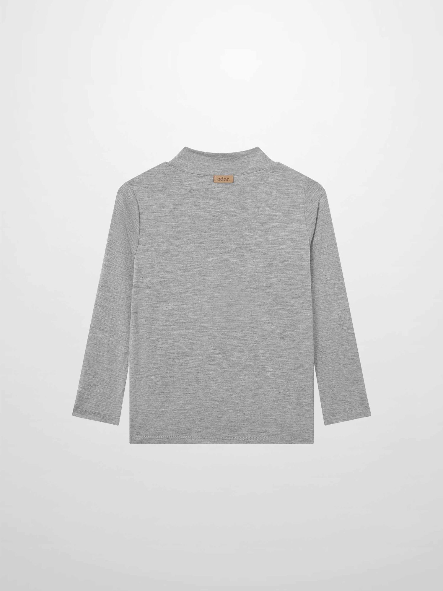Adee grey modal mock-neck girls T-shirt, dressy long-sleeve top