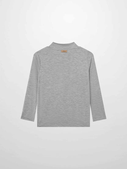 Adee grey modal mock-neck girls T-shirt, dressy long-sleeve top