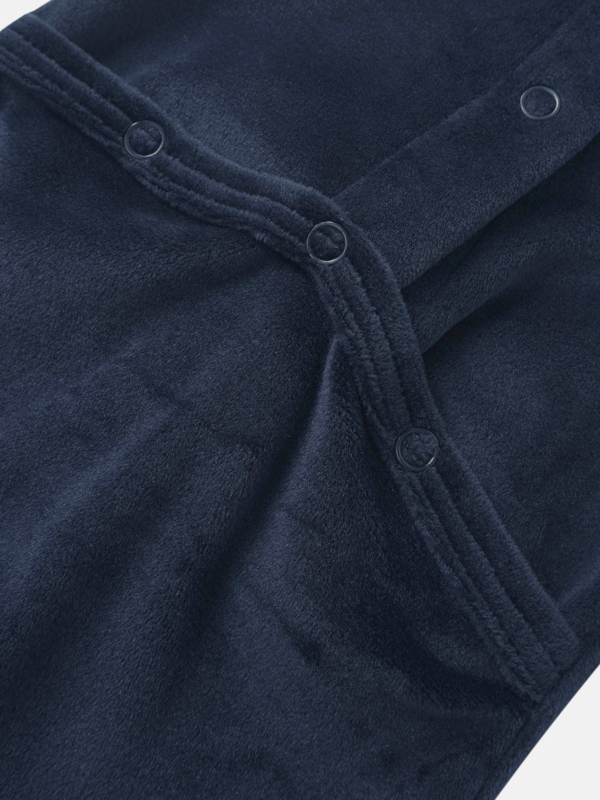 Embroidered Bear Navy Layette Set by Adee, boys outfit in soft navy velour with snaps