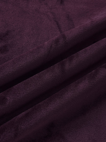 Embroidered Bear Burgundy layette velvet fabric with plush texture and diagonal folds