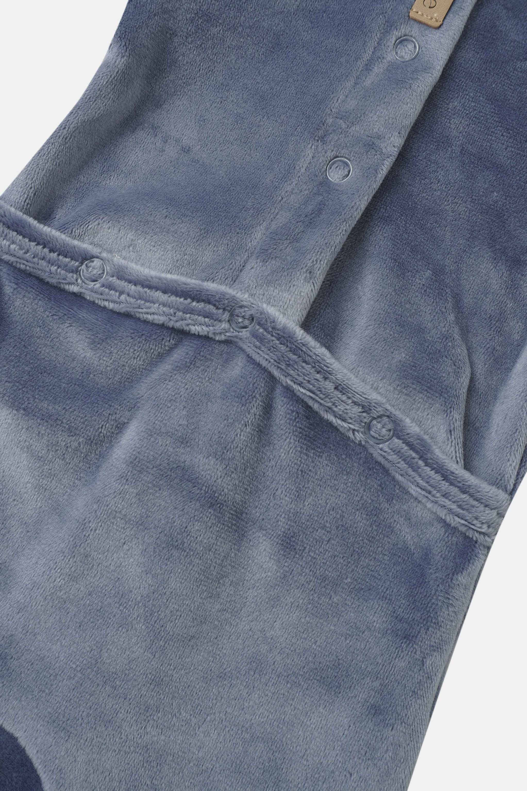 Baby Lamb Stretchy Boys Stretchies by Adee in blue velvety plush with snap buttons