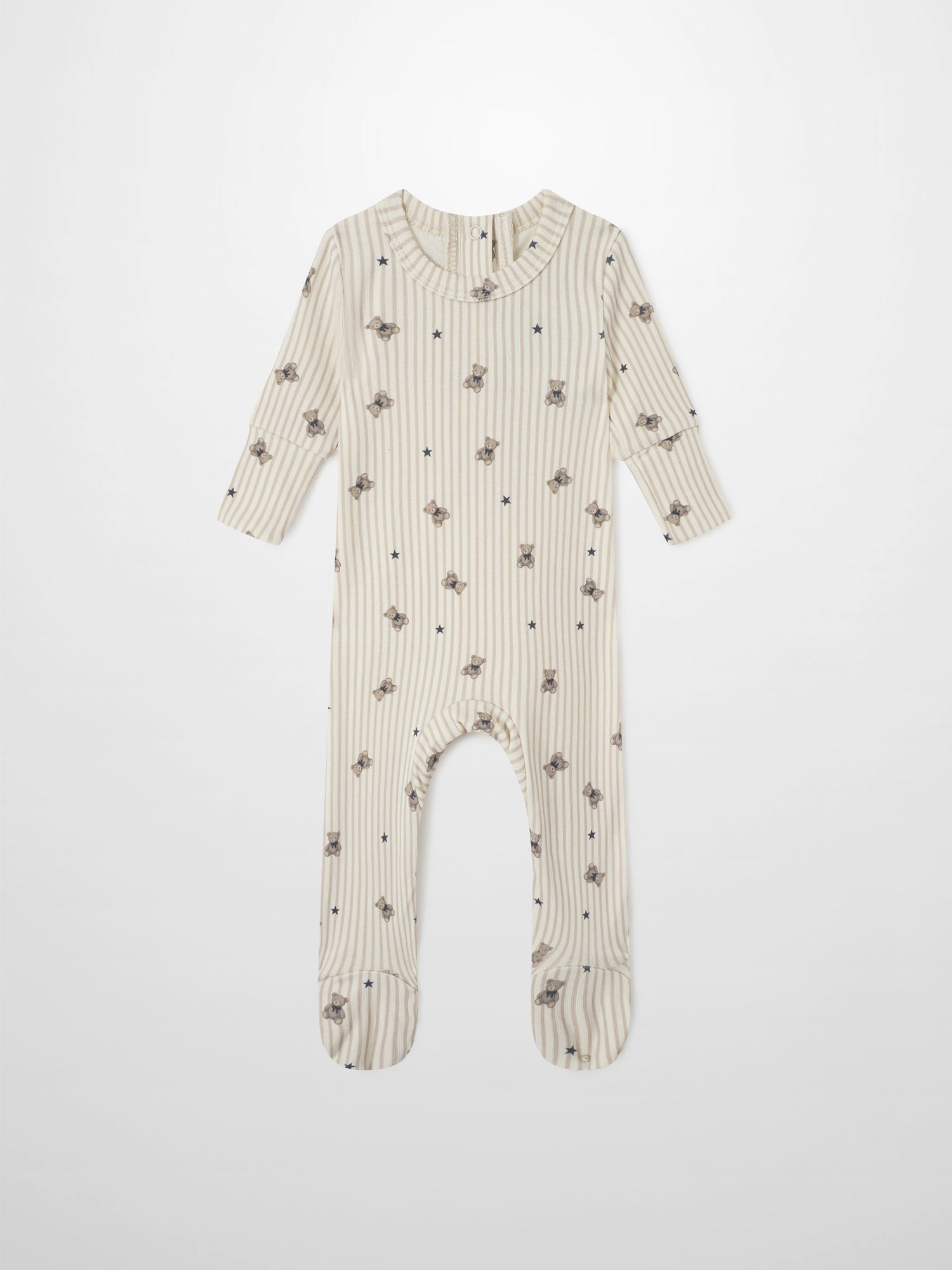Striped Bear Stretchy by Adee, cream-beige striped boys&