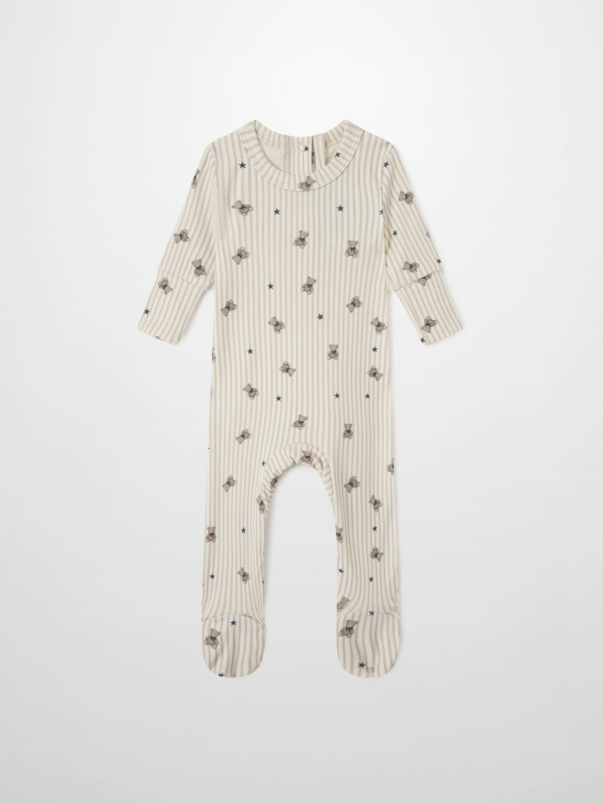 Striped Bear Stretchy by Adee, cream-beige striped boys&