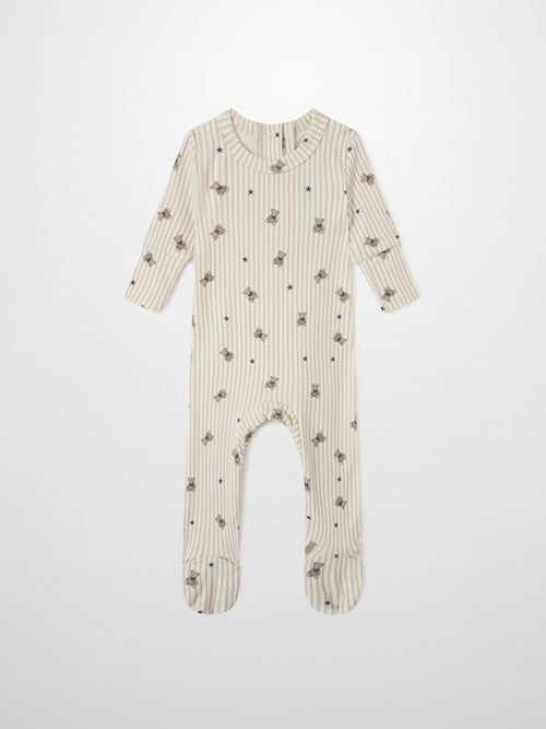 Striped Bear Stretchy by Adee, cream-beige striped boys&