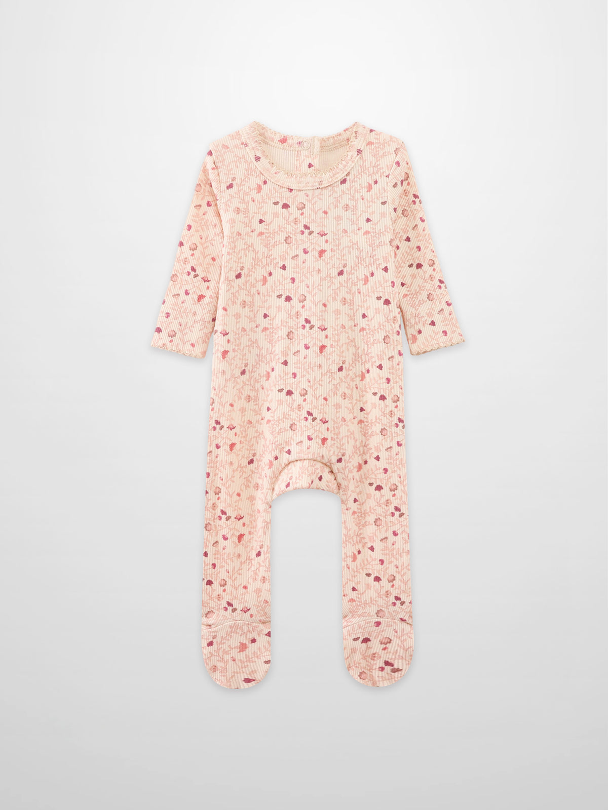 Garden Sprinkles Stretchy pink floral long-sleeve footed girls&