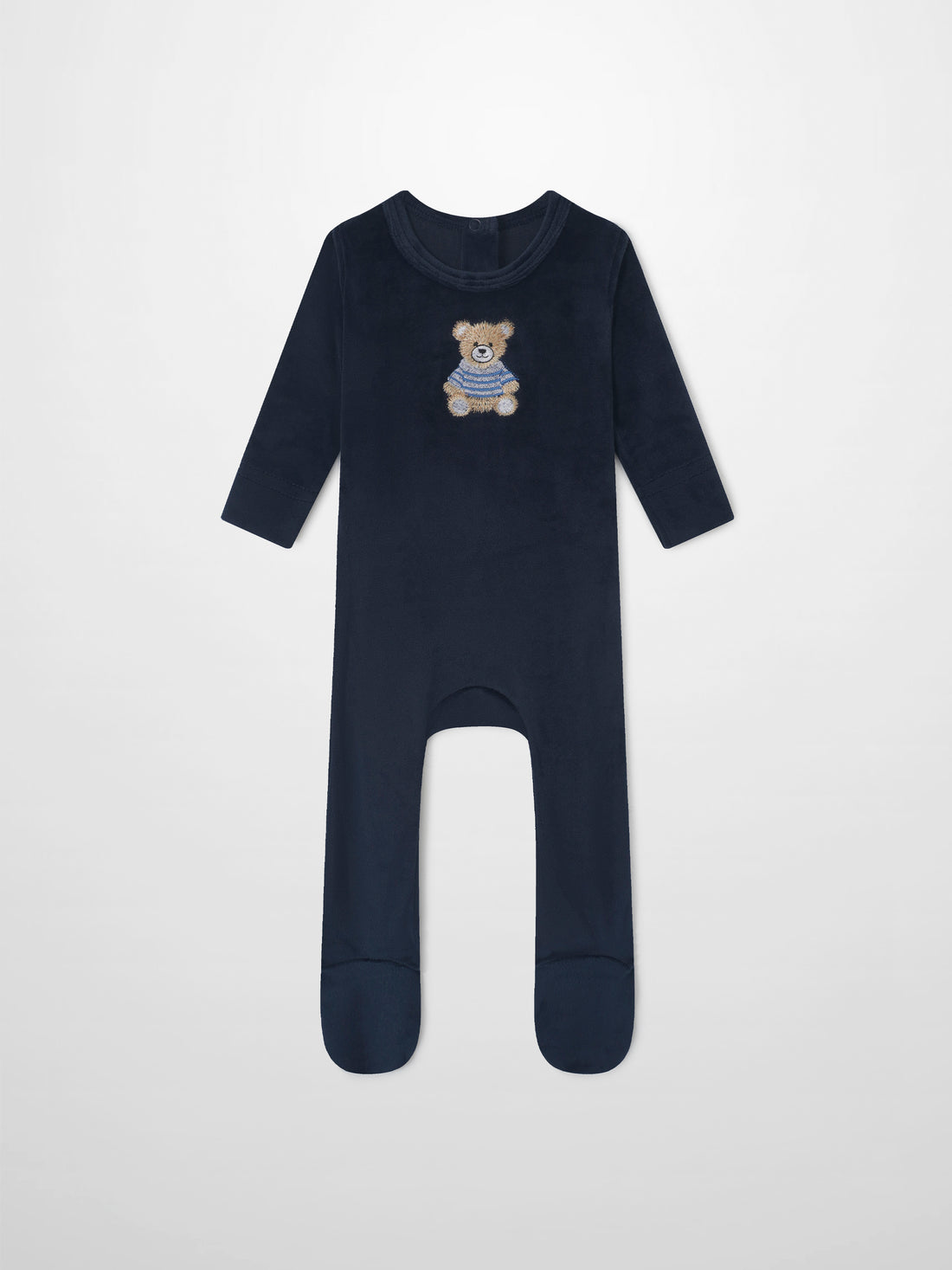 Embroidered Bear Stretchy navy boys’ bodysuit by Adee