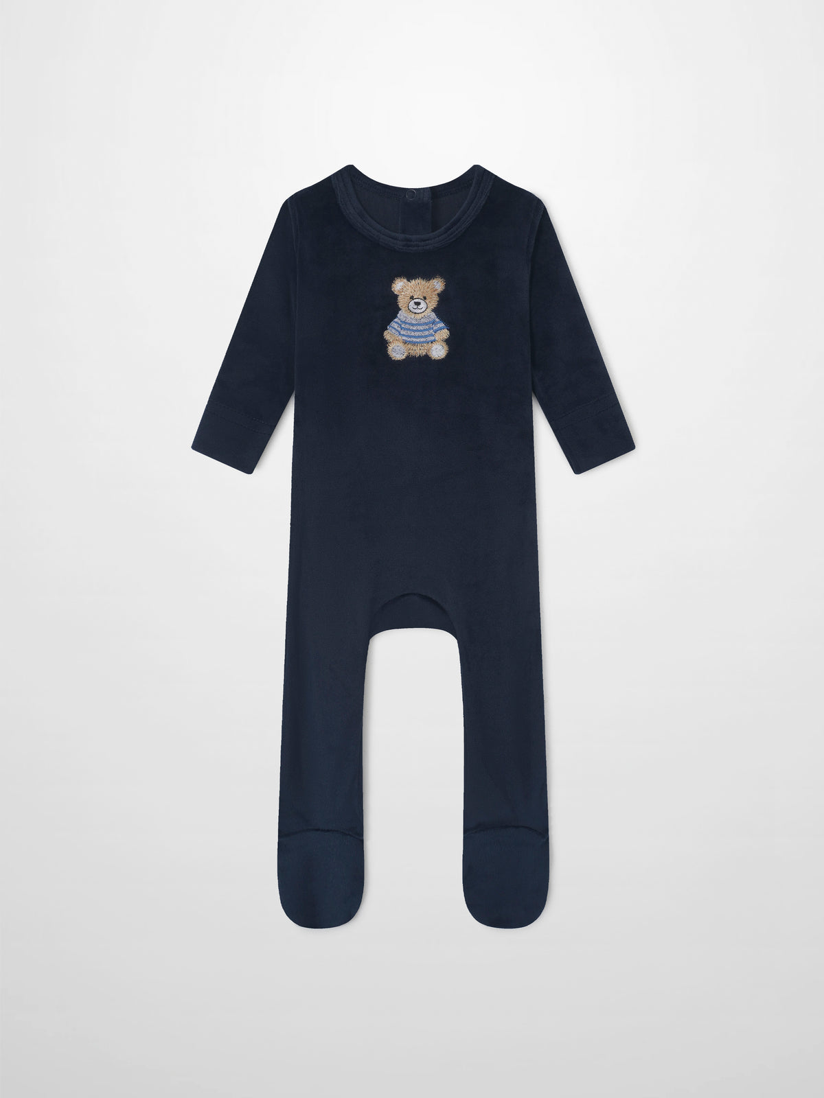 Embroidered Bear Stretchy navy boys’ bodysuit by Adee