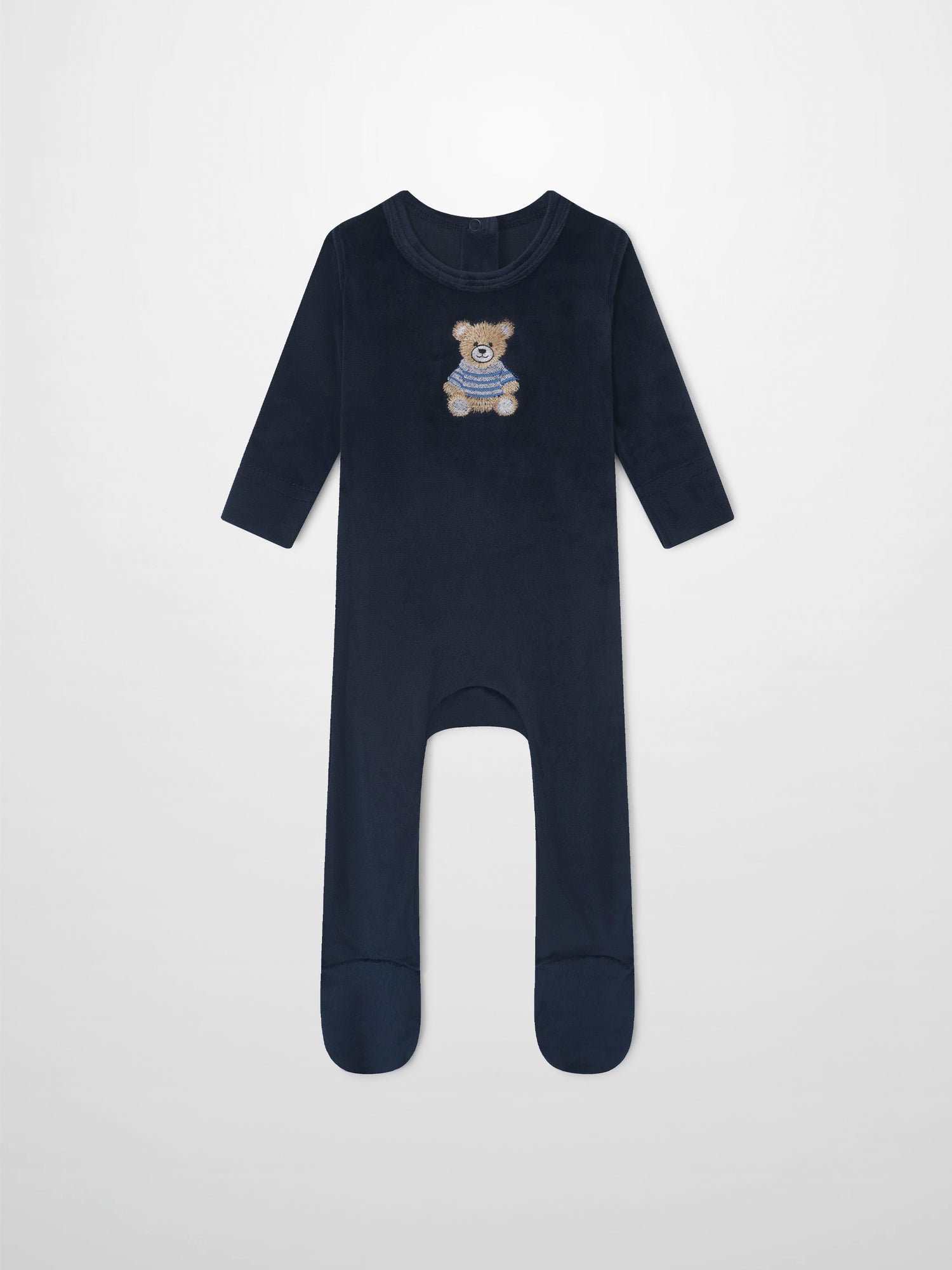 Embroidered Bear Stretchy navy boys’ bodysuit by Adee