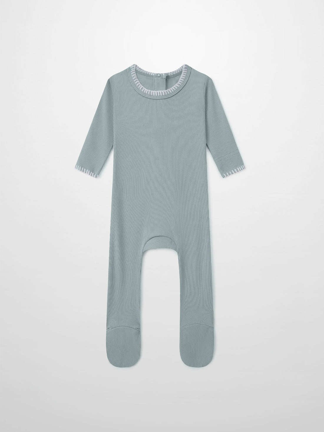 Legacy Stitch Stretchy light blue boys romper by Adee, ribbed knit fabric