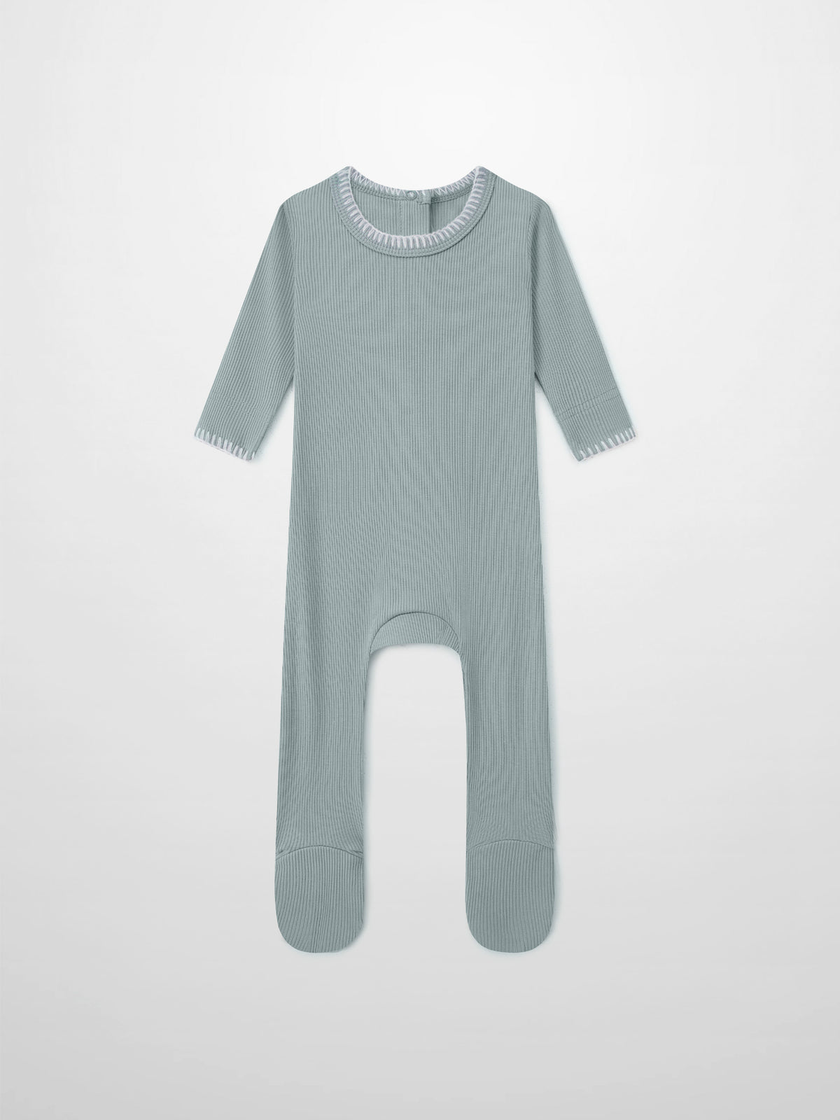Legacy Stitch Stretchy light blue boys romper by Adee, ribbed knit fabric