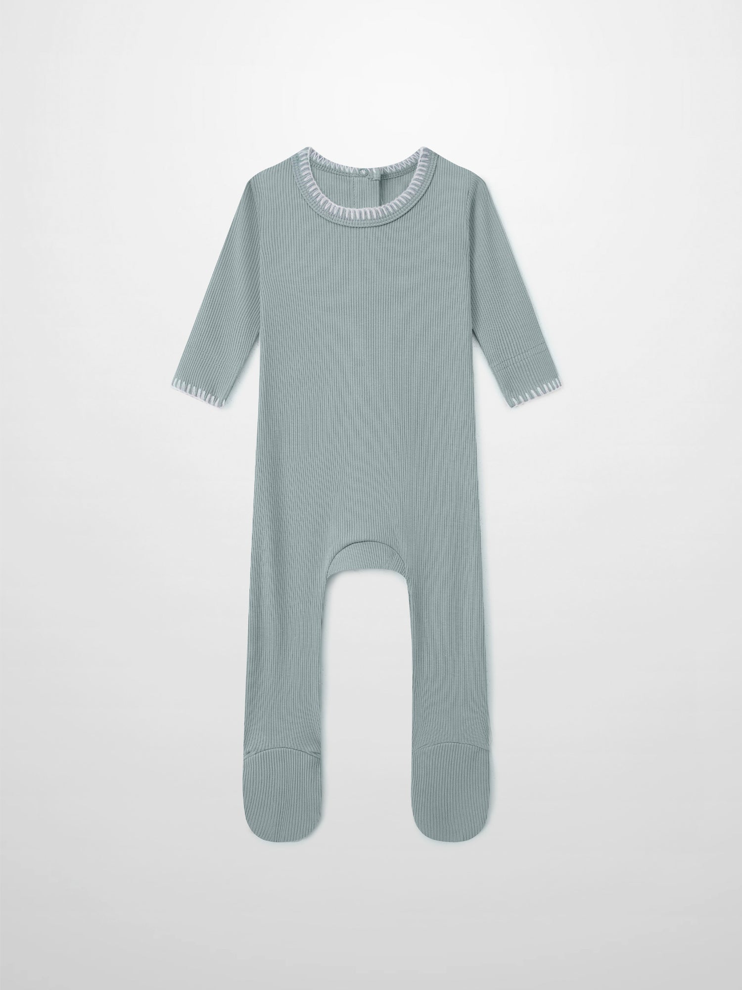Legacy Stitch Stretchy light blue boys romper by Adee, ribbed knit fabric