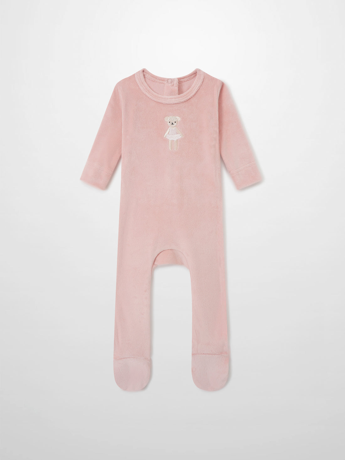 Ballerina Bear Stretchy pink fleece footed girls&