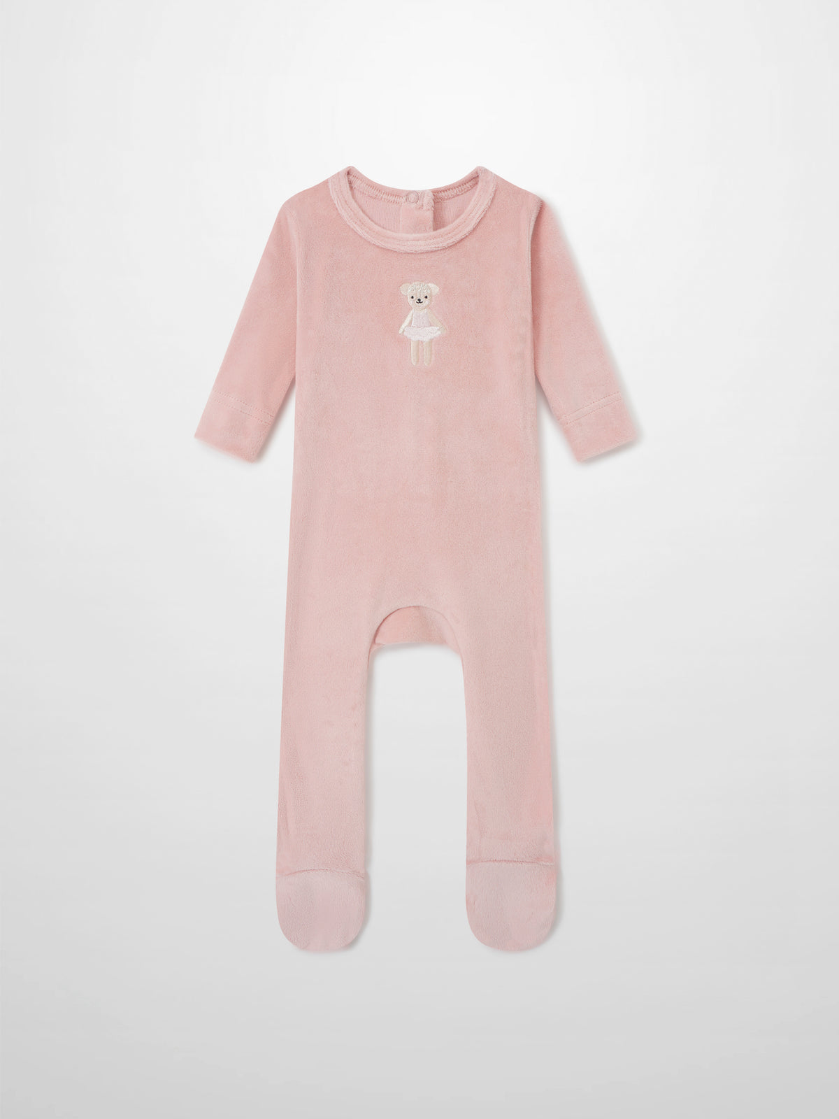 Ballerina Bear Stretchy pink fleece footed girls&