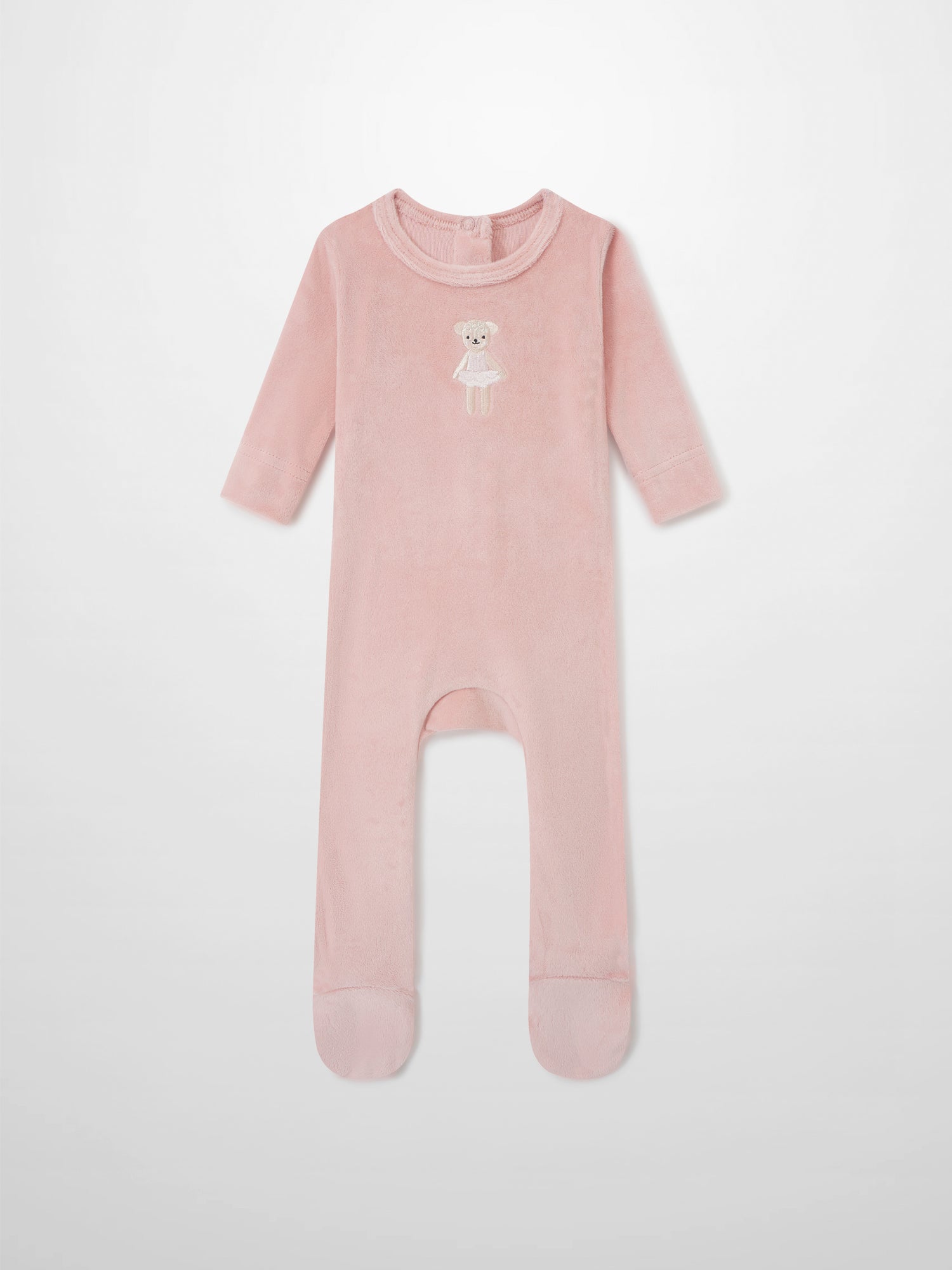 Ballerina Bear Stretchy pink fleece footed girls&