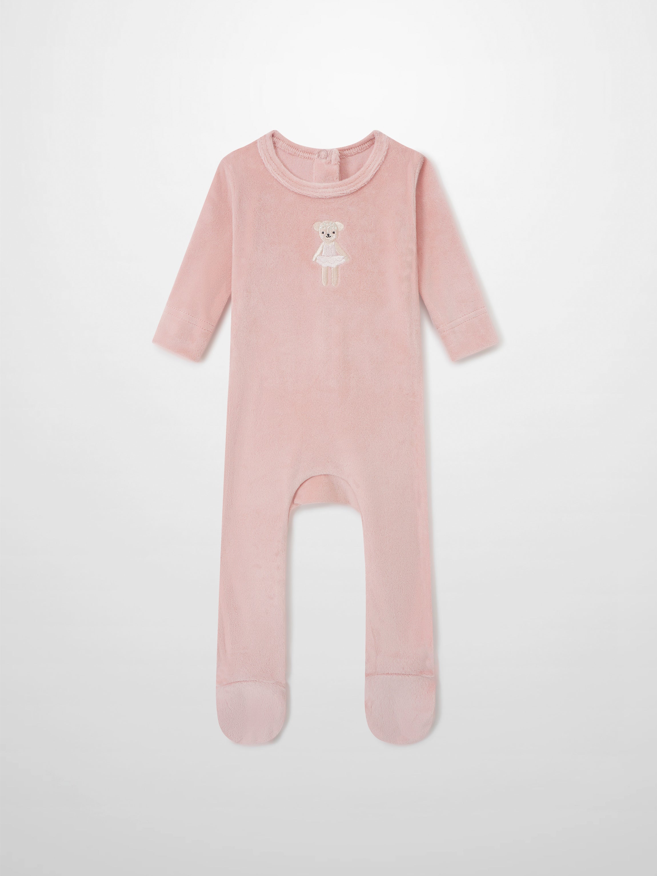 Ballerina Bear Stretchy pink fleece footed girls&