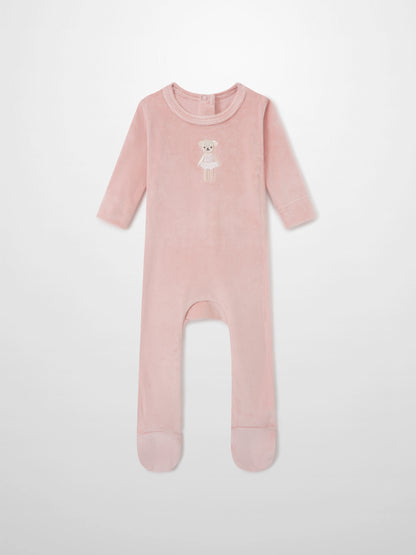 Ballerina Bear Stretchy pink fleece footed girls&