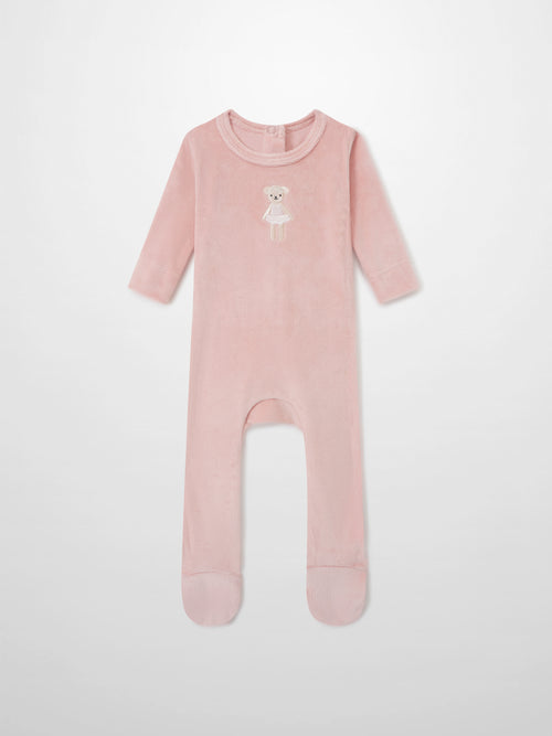 Ballerina Bear Stretchy pink fleece footed girls&