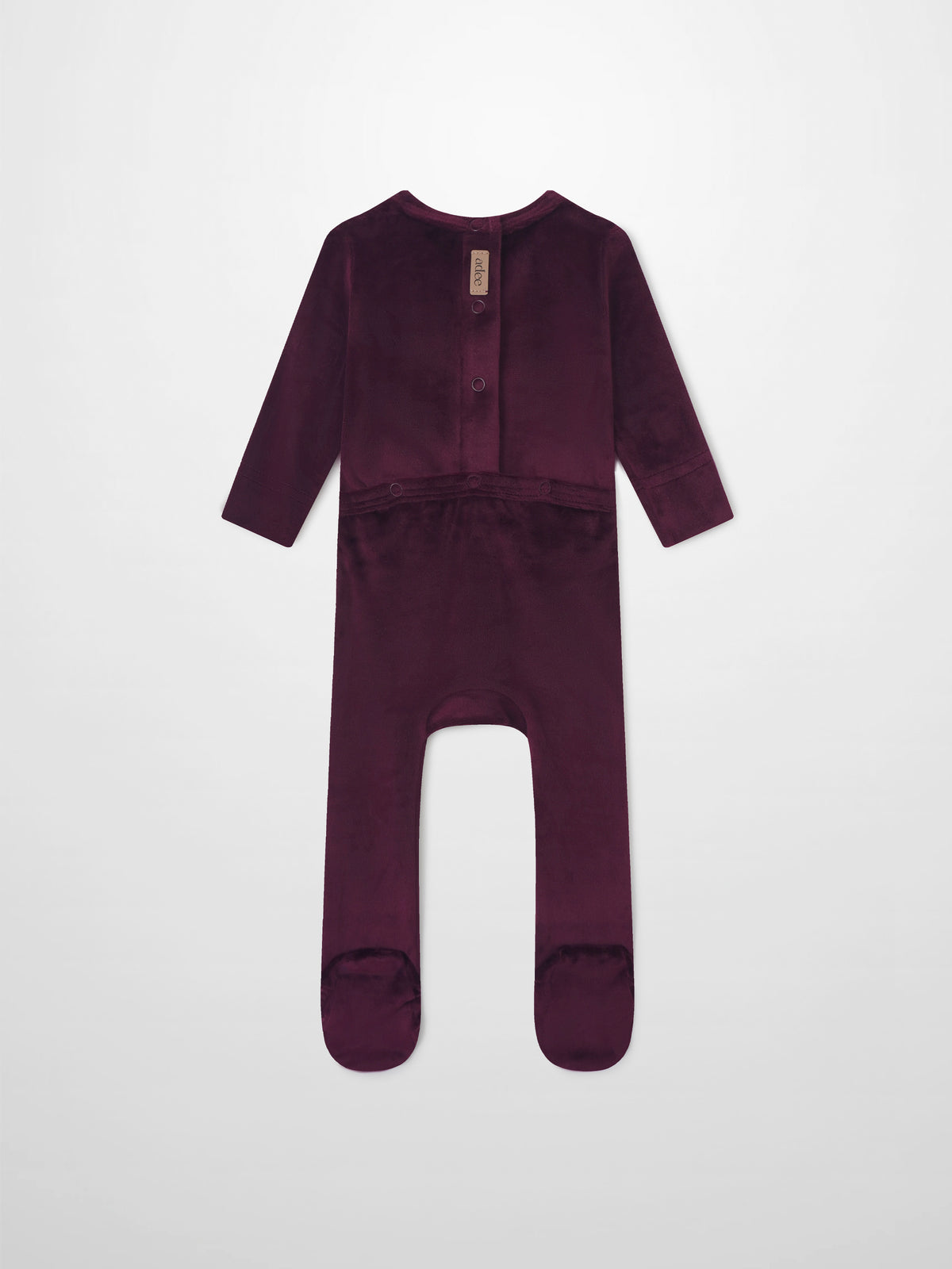 Embroidered Bear Stretchy burgundy velvet girls&