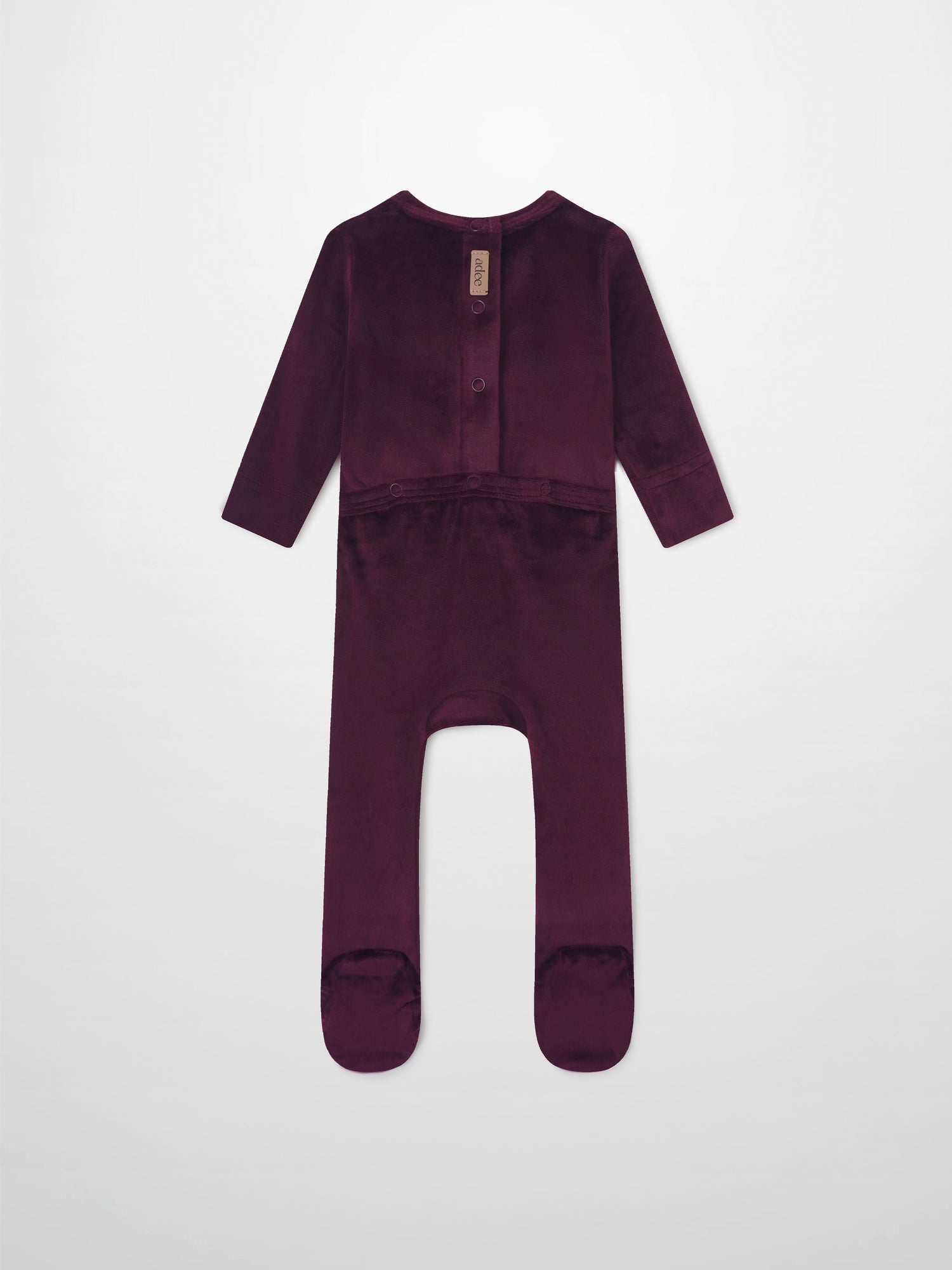 Embroidered Bear Stretchy burgundy velvet girls&