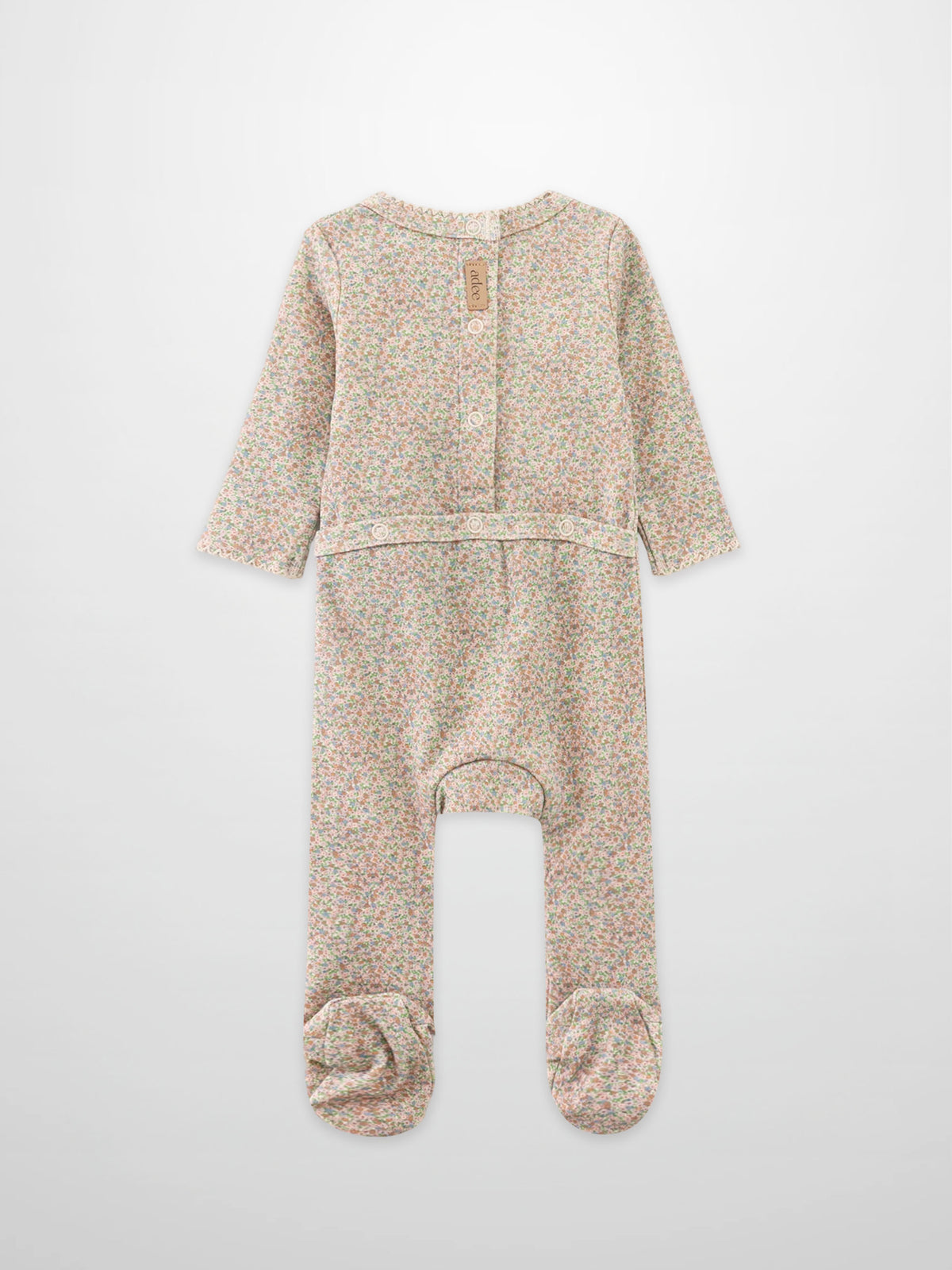 Pastel Petal Stretchy girls stretchies by Adee, floral print footed onesie with front buttons