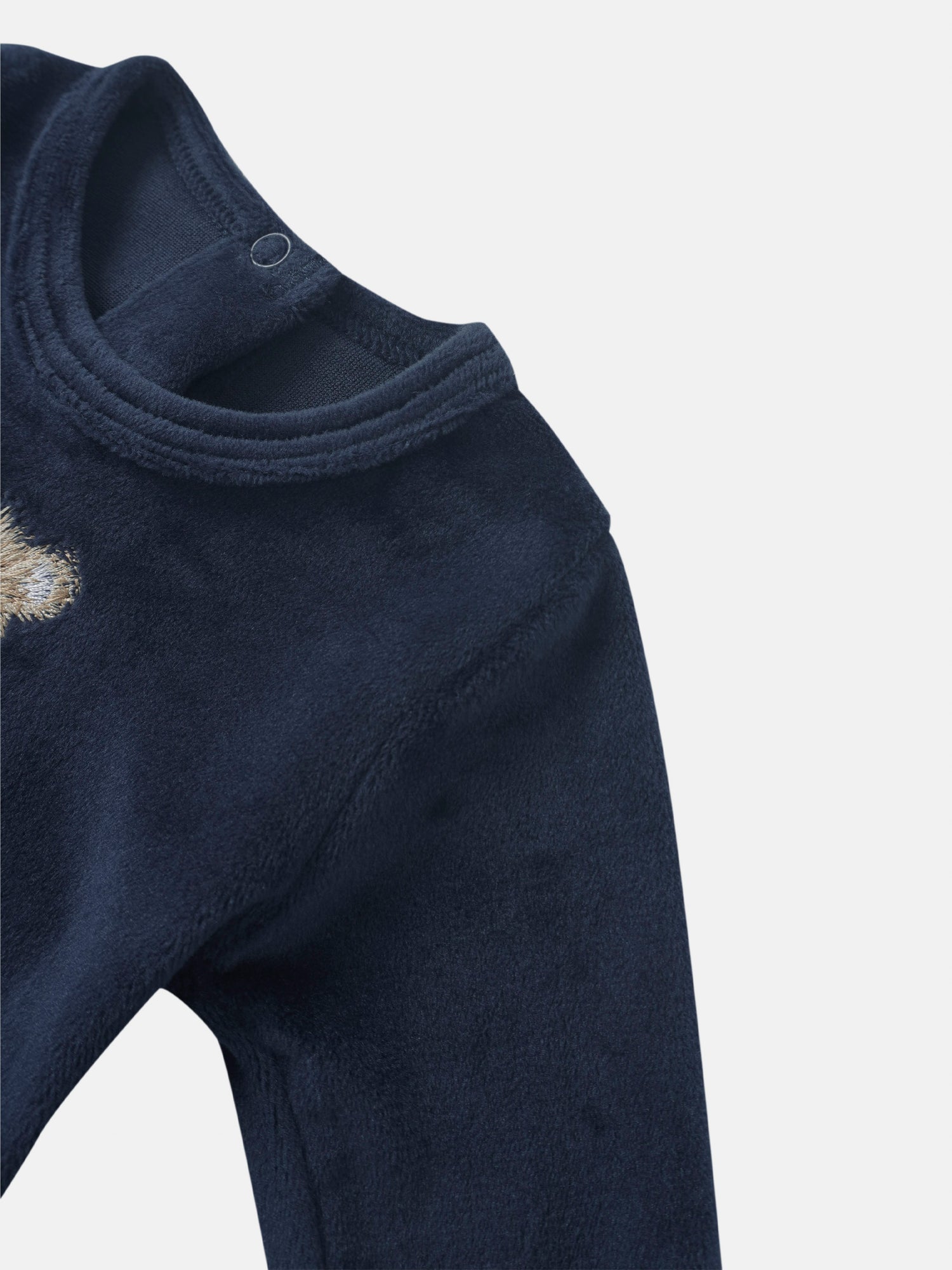 Embroidered Bear Stretchy navy fleece; Adee boys&