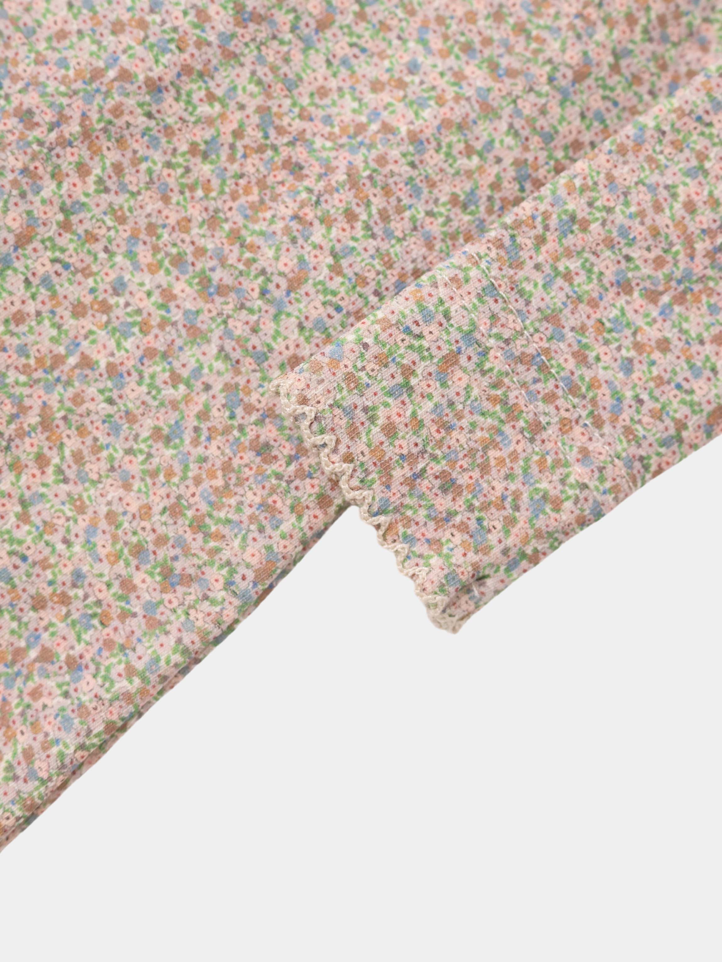 Pastel Petal Stretchy girls stretchies in a tiny pastel floral print with lettuce-edge cuffs