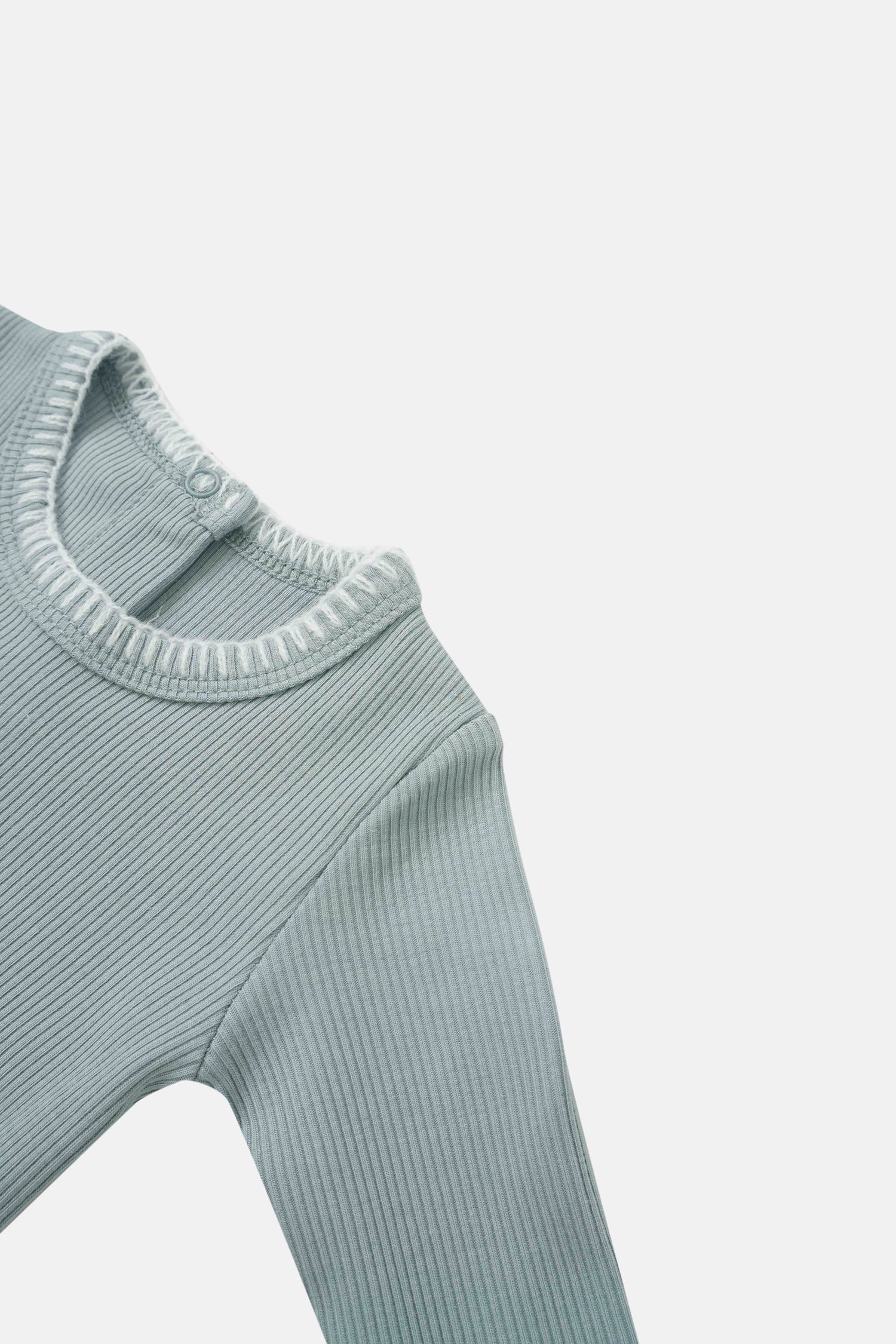 Legacy Stitch Stretchy light blue ribbed knit boys top by Adee with shoulder snap