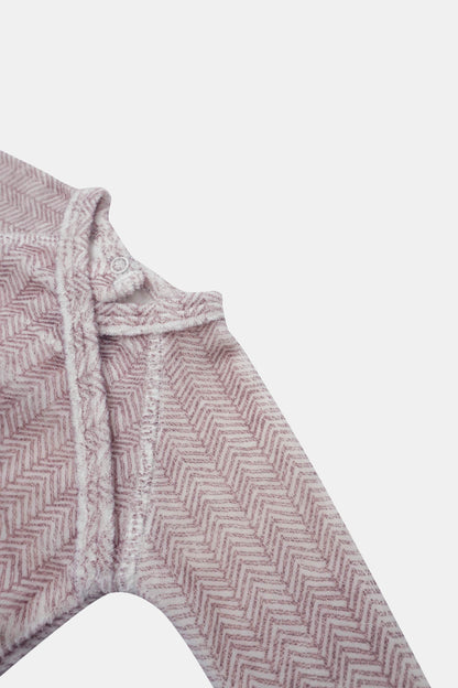 Heritage Herringbone Stretchy girls cardigan in red pattern