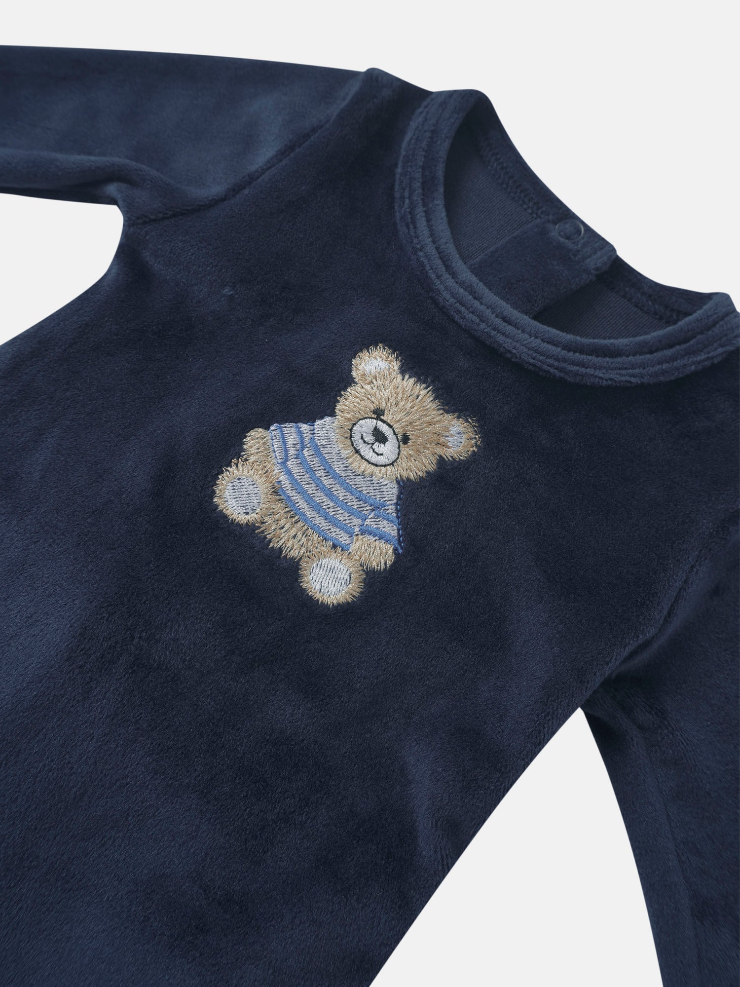 Embroidered Bear Stretchy - Navy, boys&
