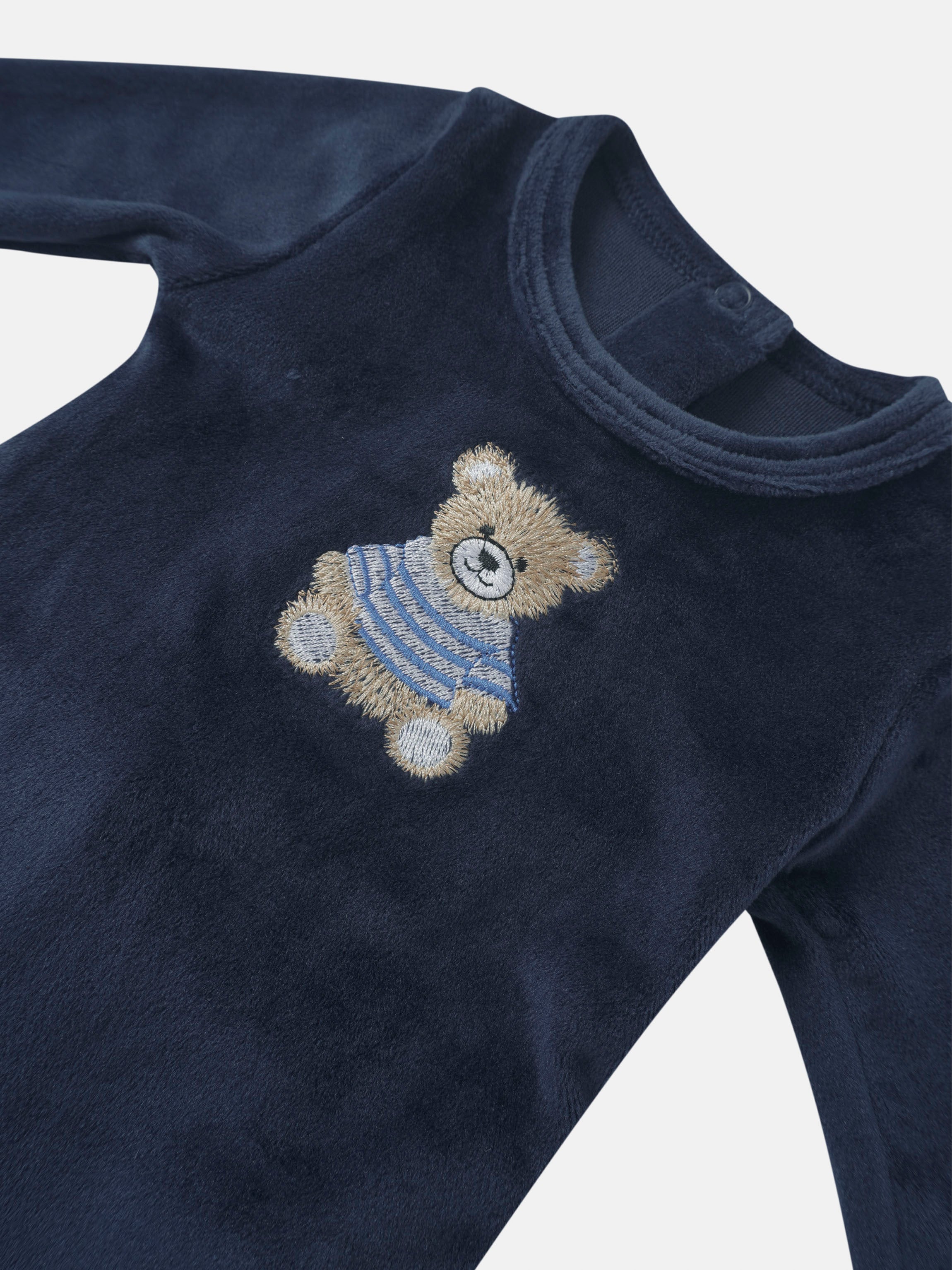 Embroidered Bear Stretchy - Navy, boys&