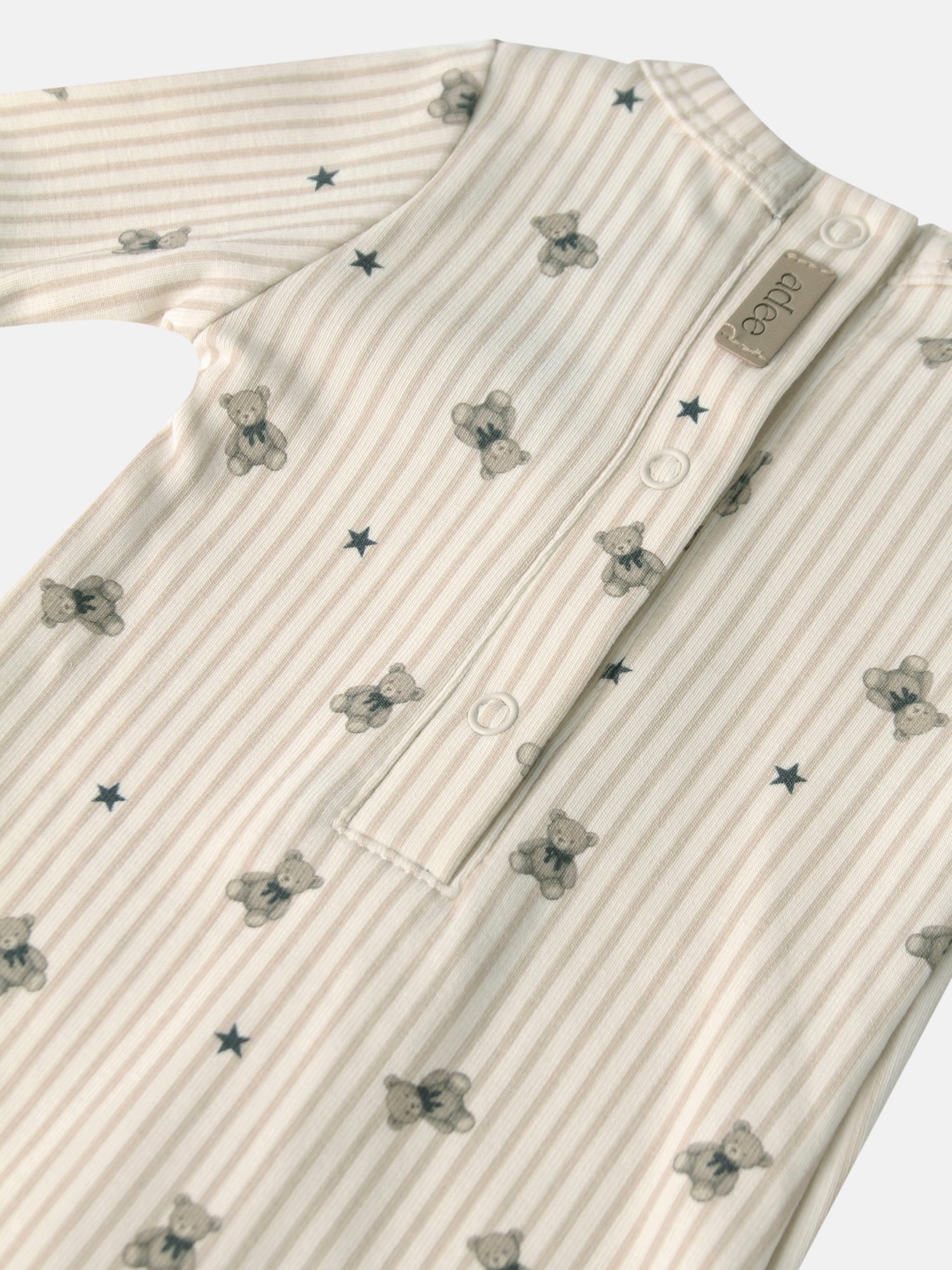 Striped Bear Stretchy - Blue, Adee boys stretchies top with bear print