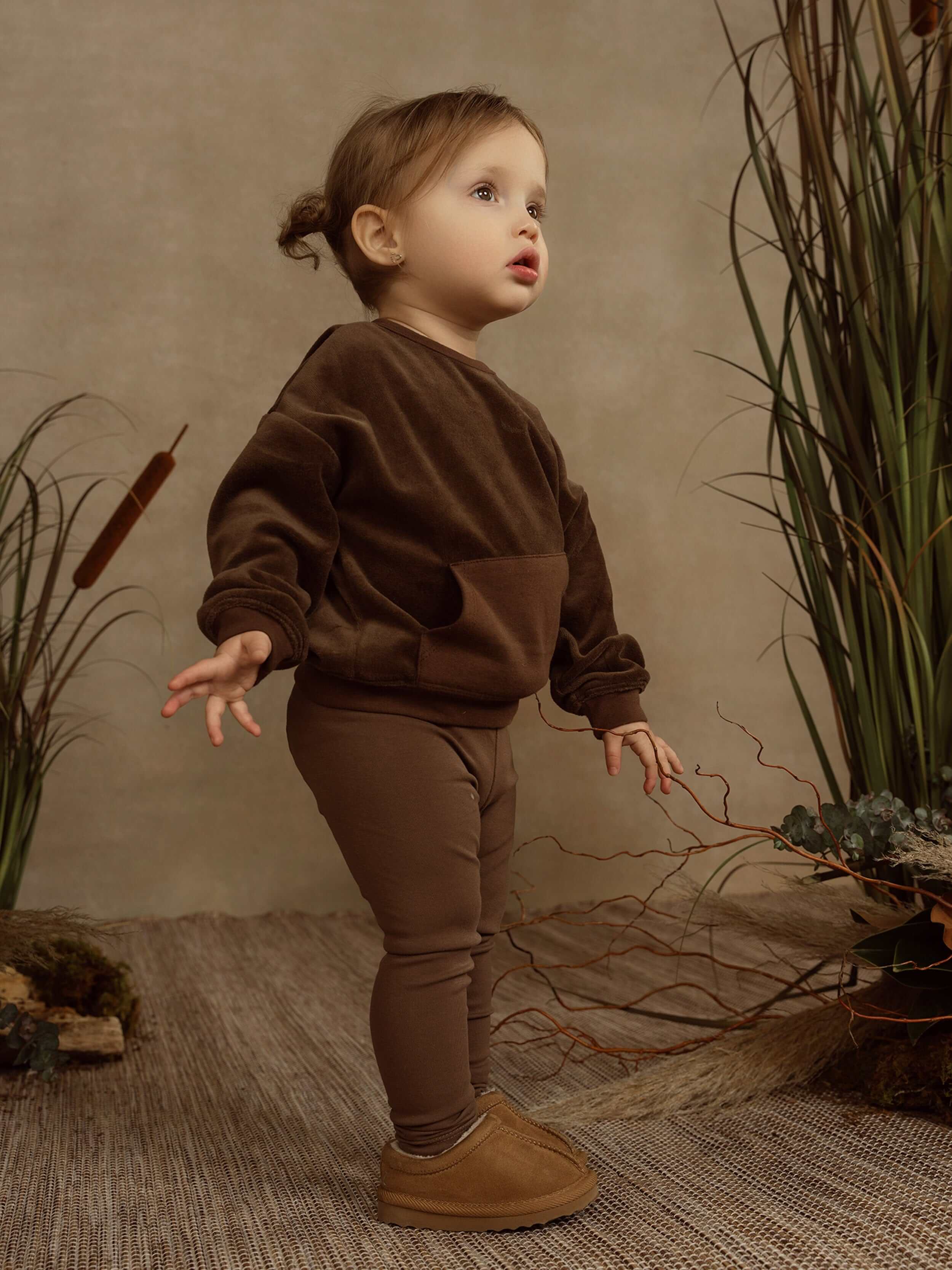 Velour Pocket Set- Brown