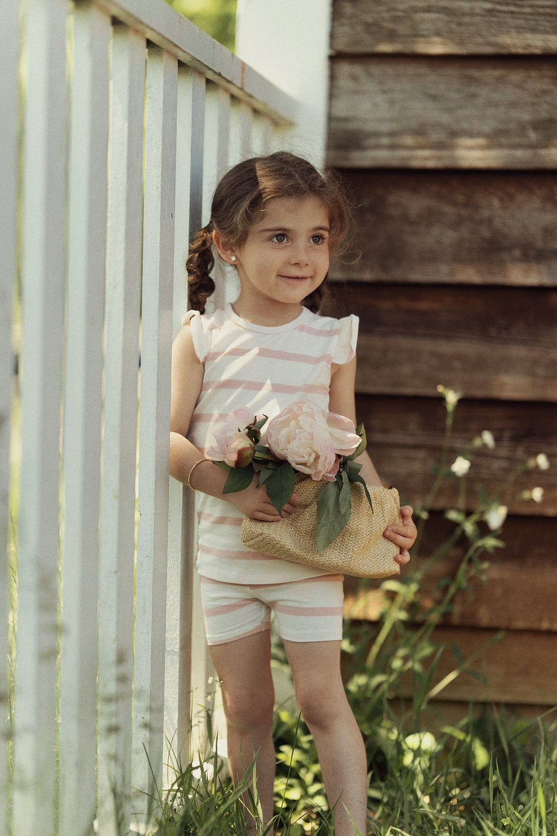 Tank Set with Ruffles-Pink &amp; White Stripe